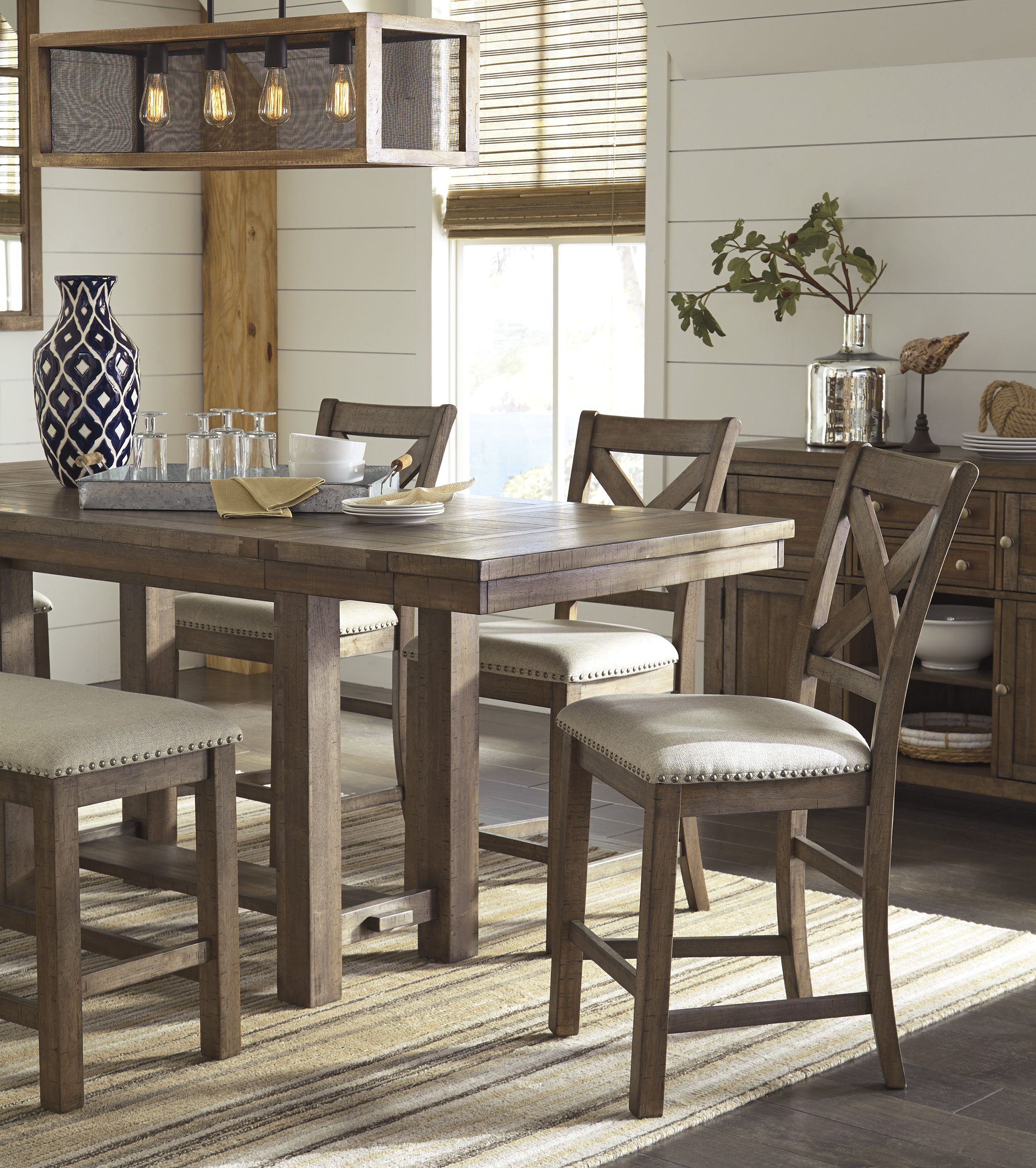 Moriville Extendable Counter Height Dining Table | Gray Brown