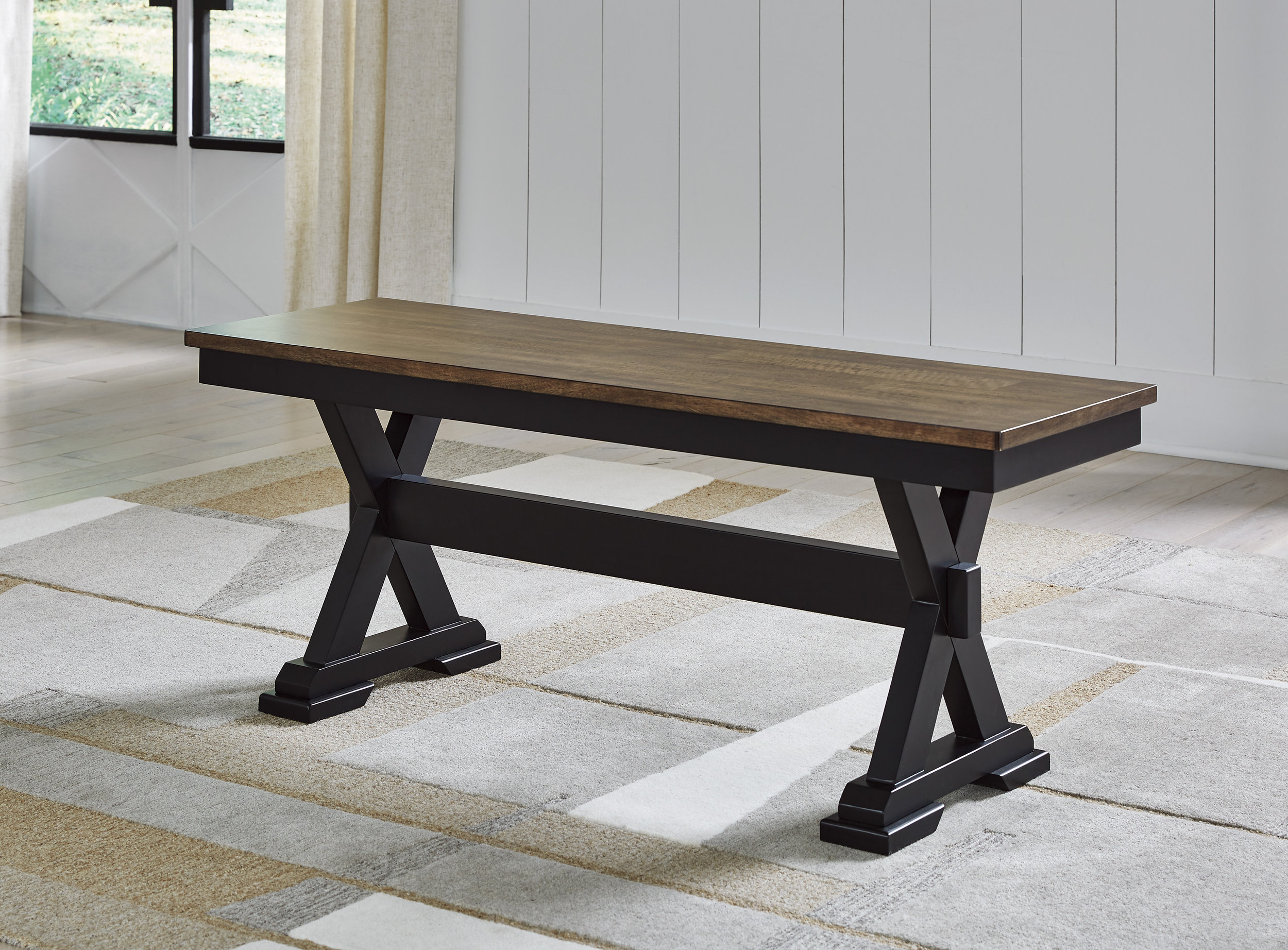 Wildenauer Dining Bench | Two-Tone Farmhouse Seating