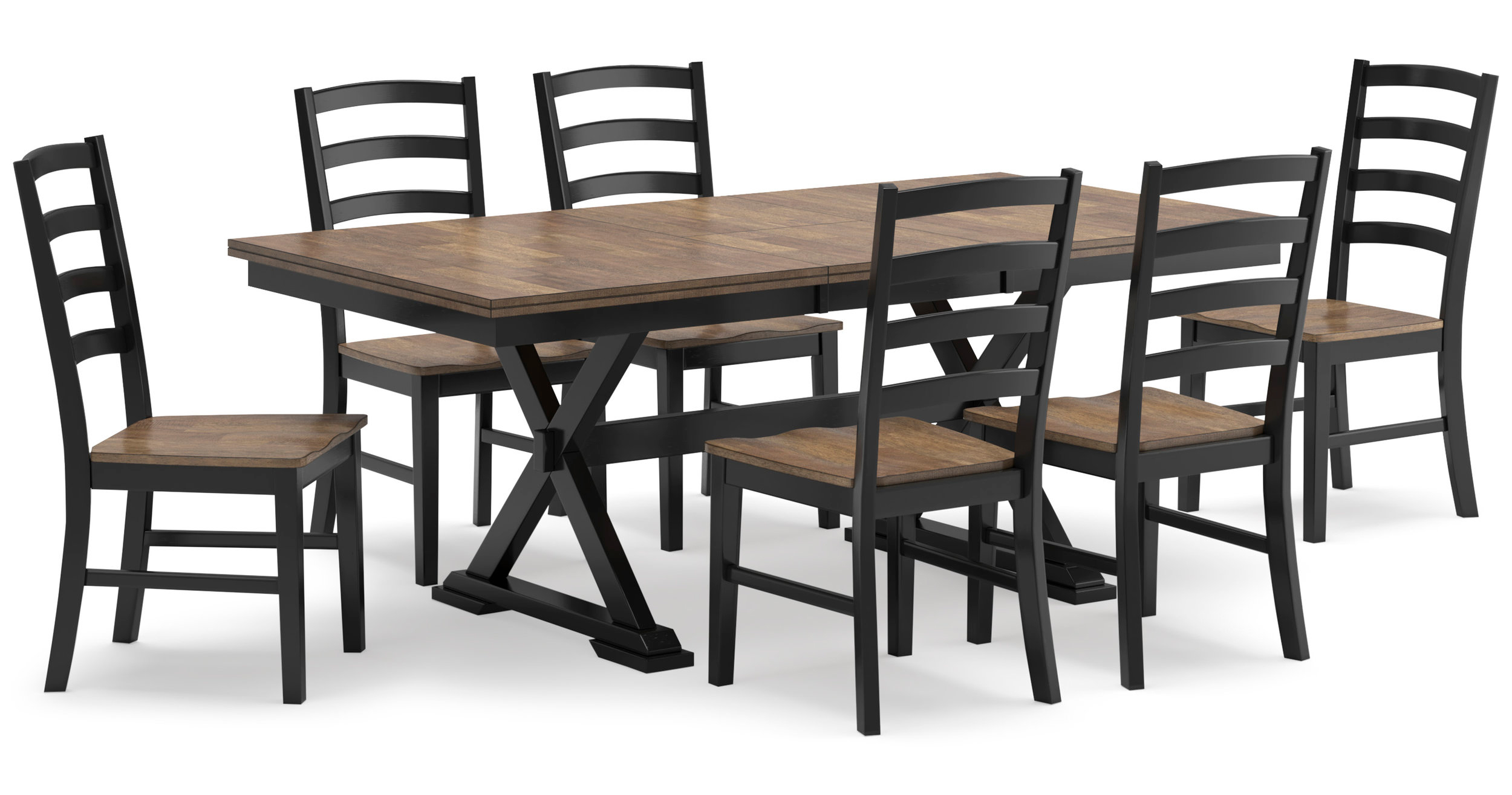 Wildenauer Modern Farmhouse Ladderback Dining Chair | Brown & Black