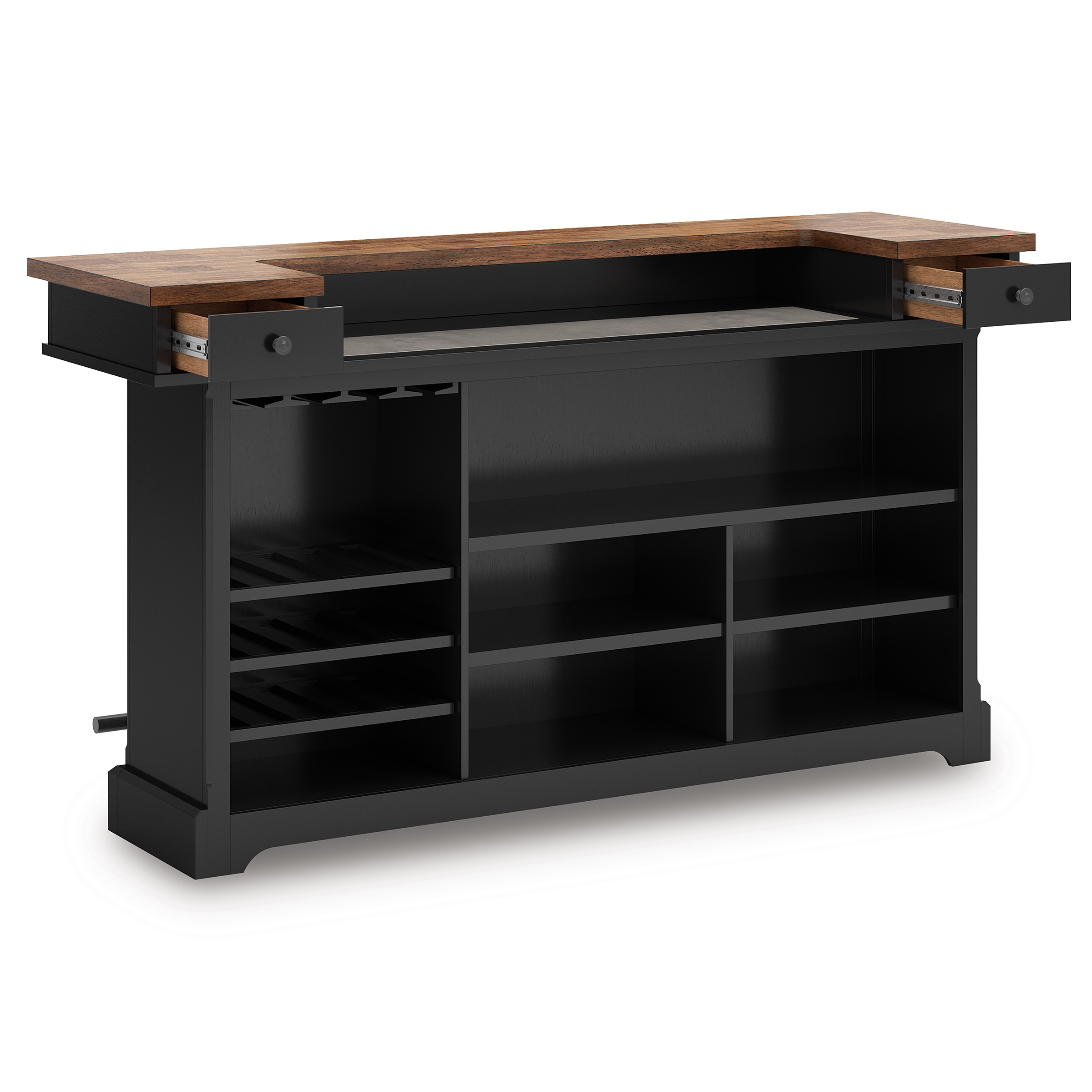 Wildenauer Home Bar Unit | Wood & Metal with Storage Drawers
