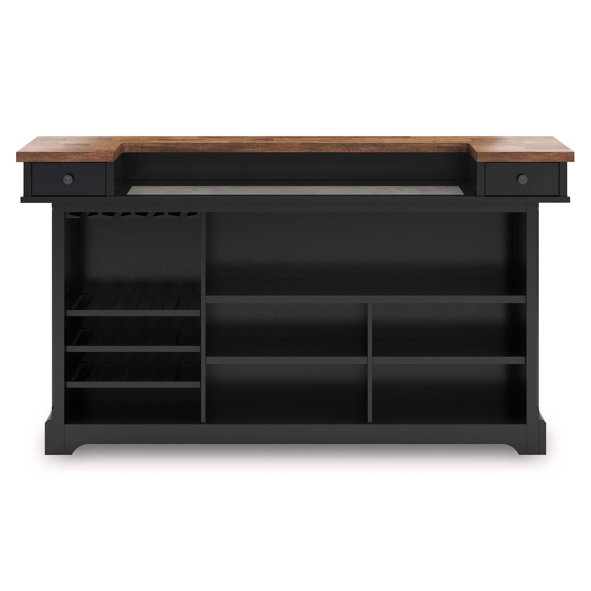 Wildenauer Home Bar Unit | Wood & Metal with Storage Drawers
