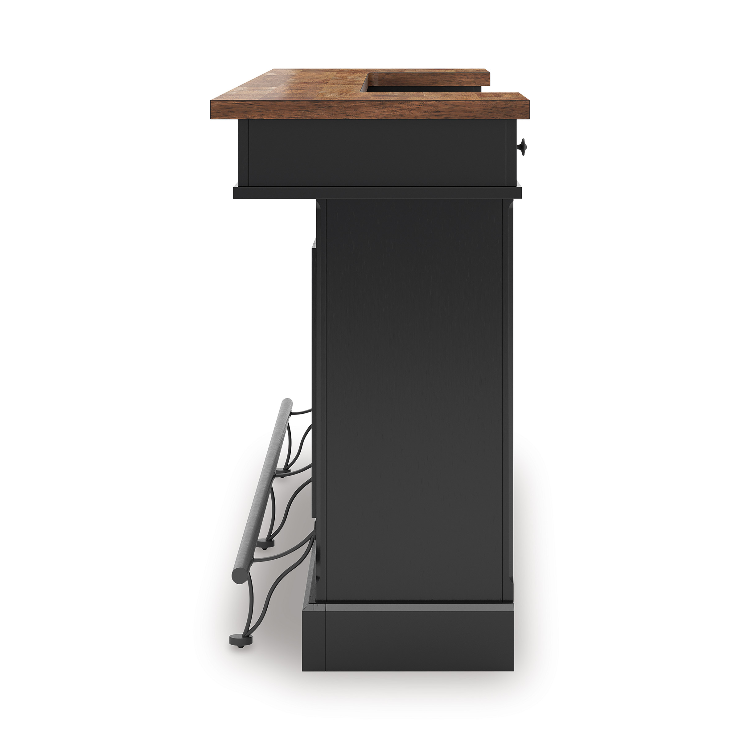 Wildenauer Home Bar Unit | Wood & Metal with Storage Drawers
