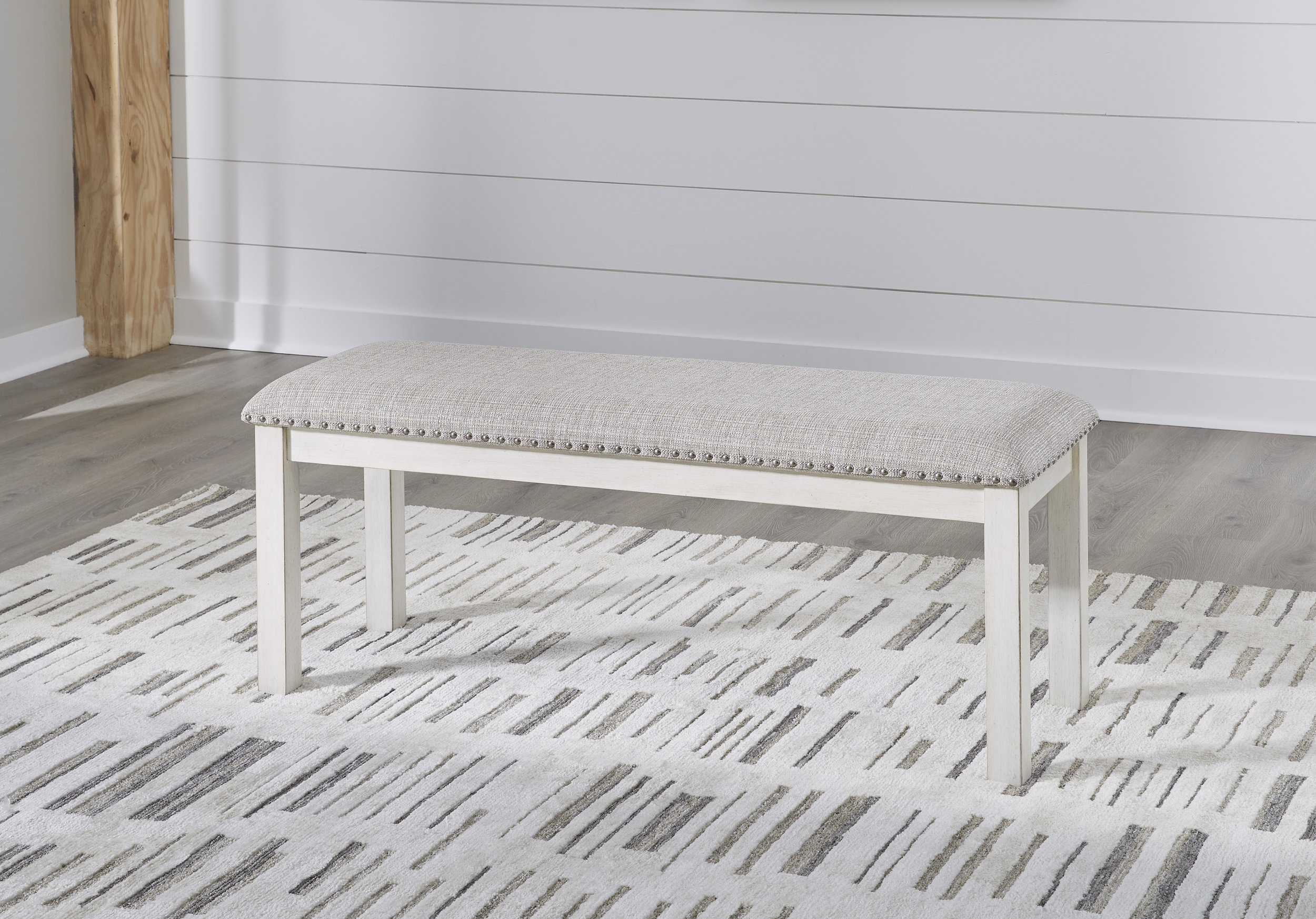 Robbinsdale Large Upholstered Dining Bench | Antique White