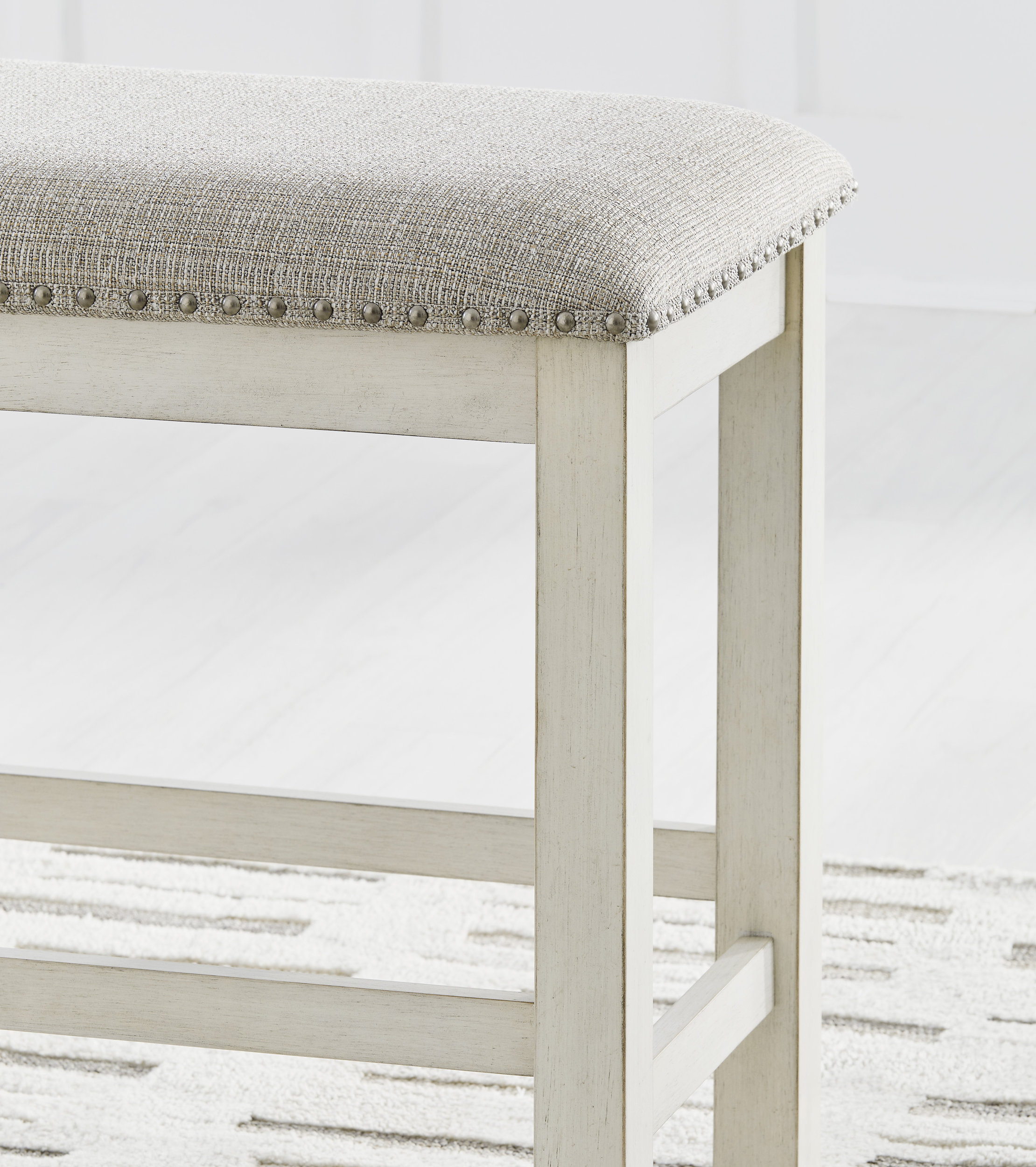 Robbinsdale Double Counter Bench - Antique White Wood | Sohomod