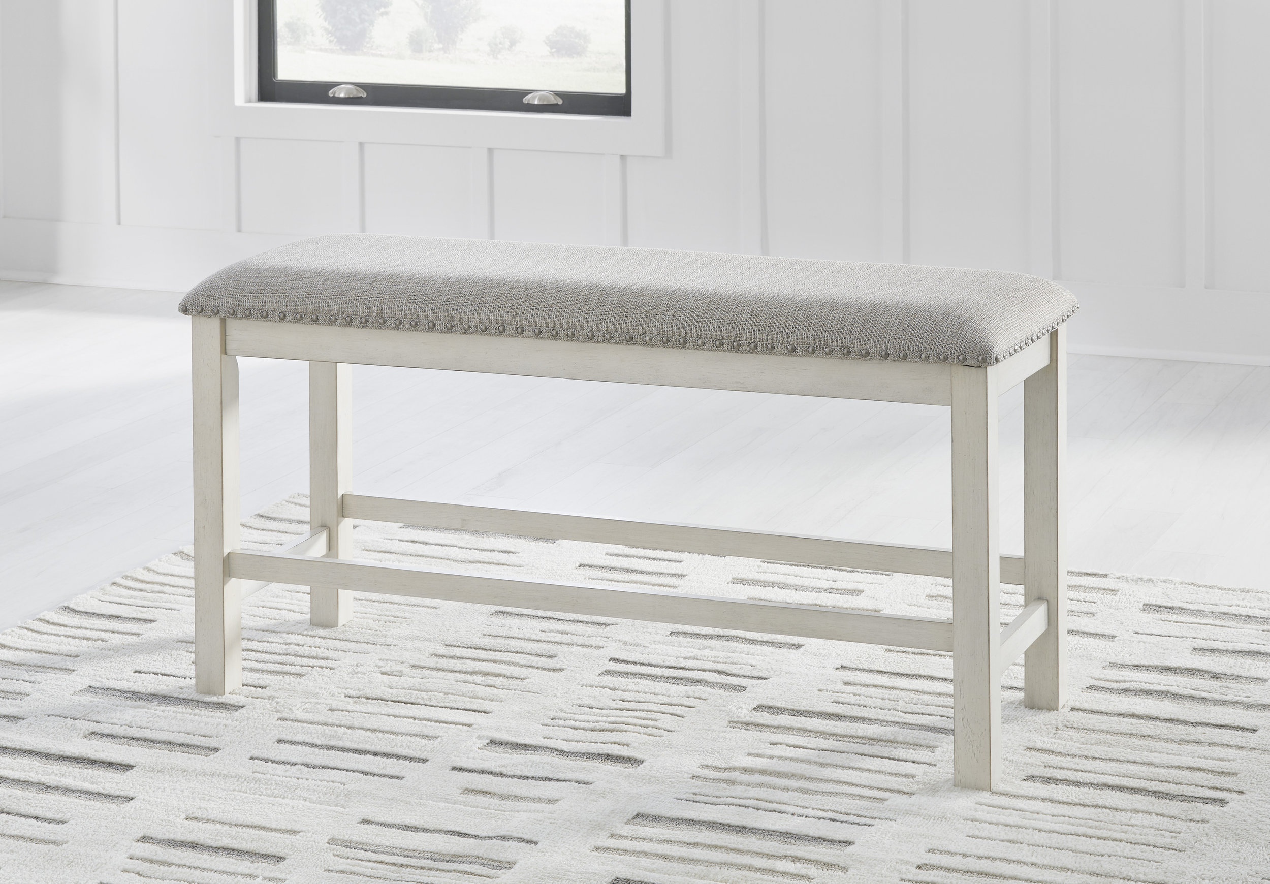 Robbinsdale Double Counter Bench - Antique White Wood | Sohomod