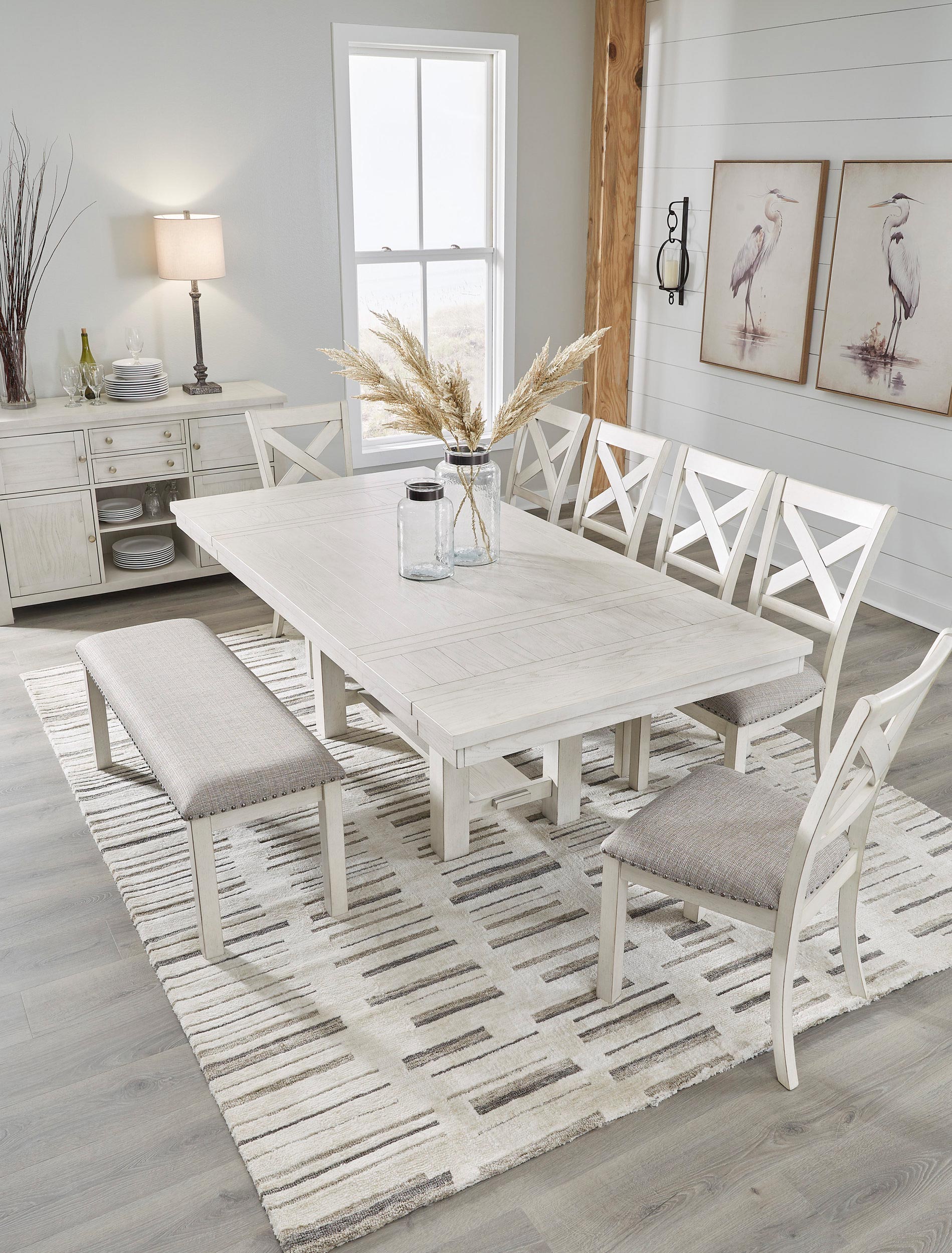 Robbinsdale Antique White Extendable Wood Dining Table | SohoMod