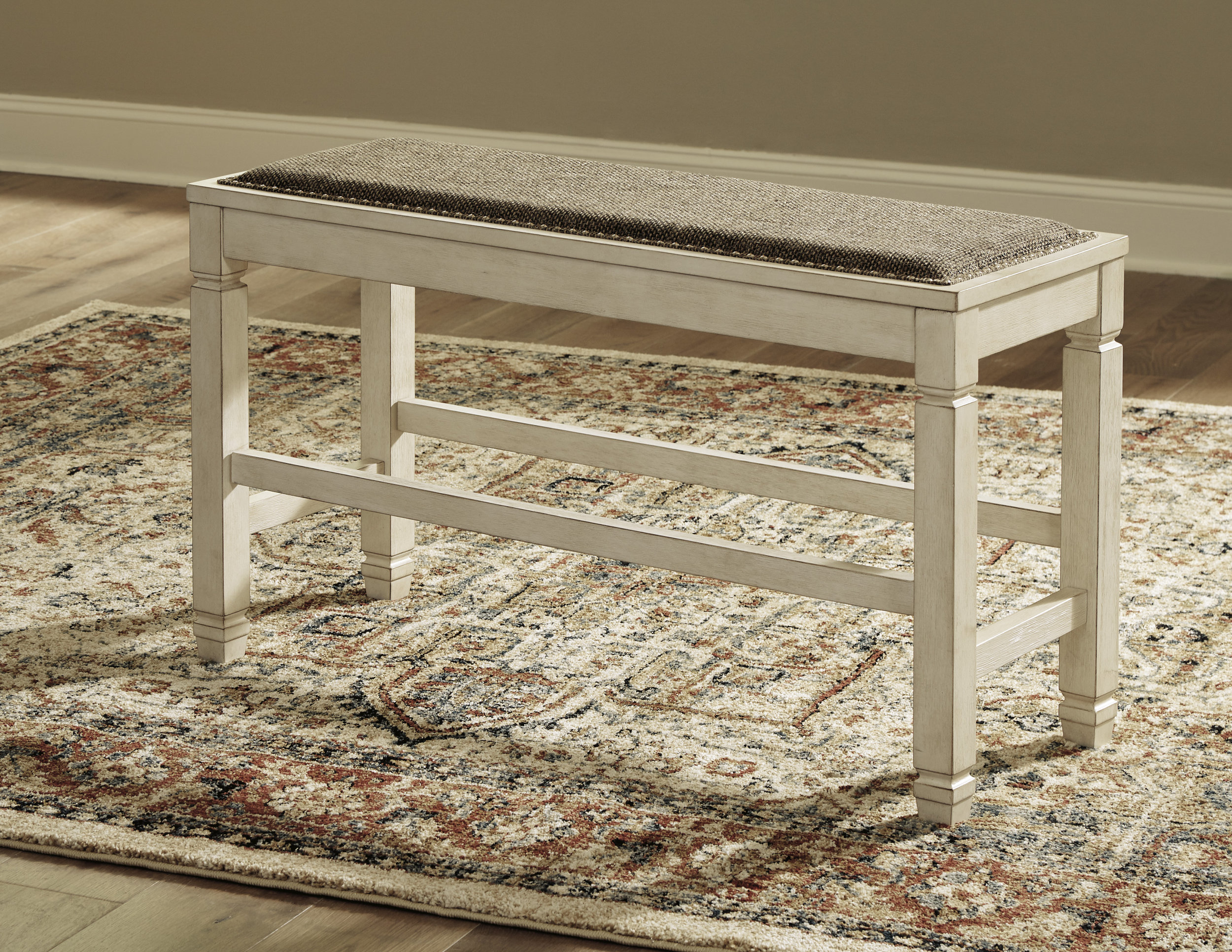 Bolanburg Upholstered Counter Height Bench - Antiqued White