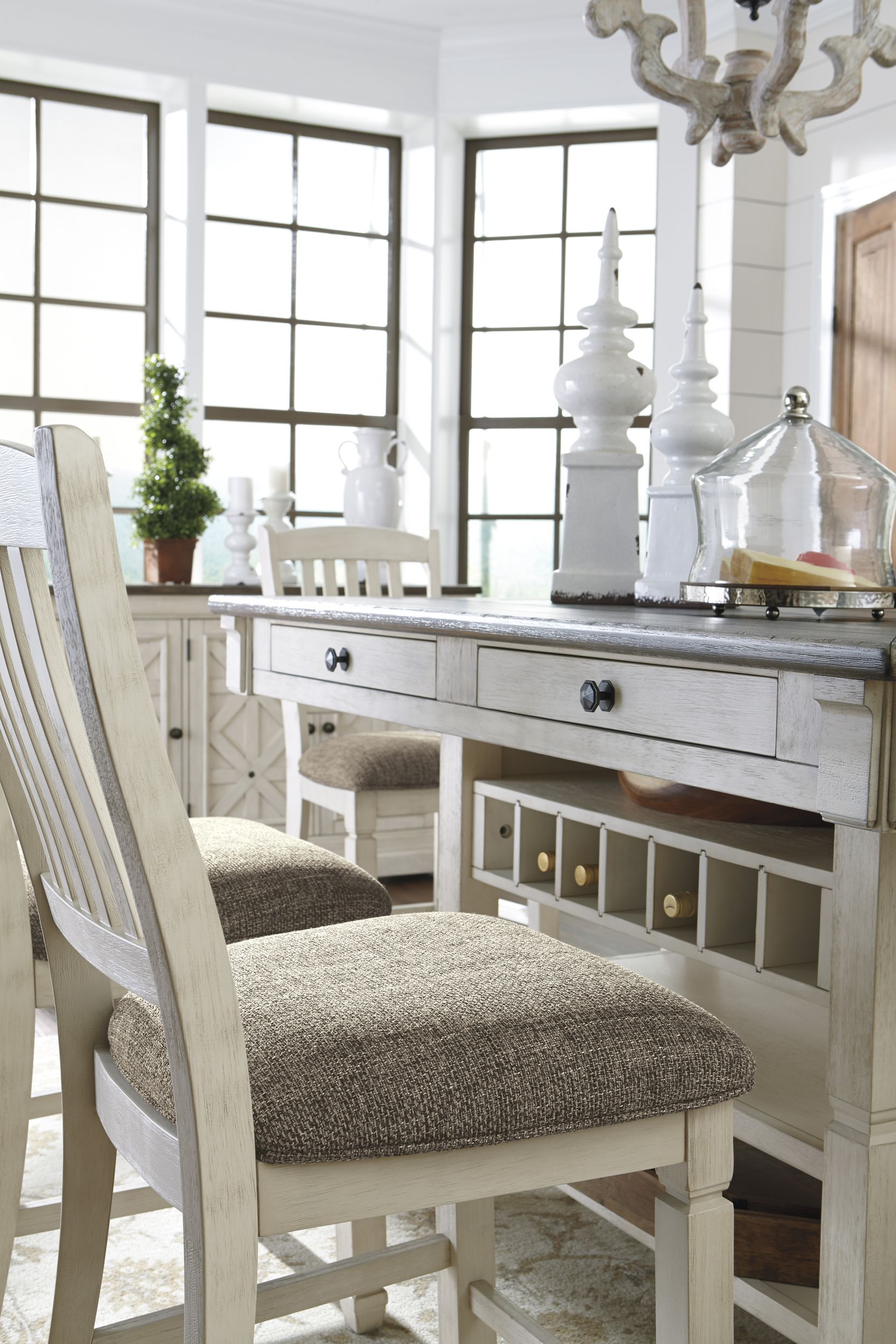Bolanburg Counter Height Table - Antique White & Oak w/ 4 Drawers | Sohomod