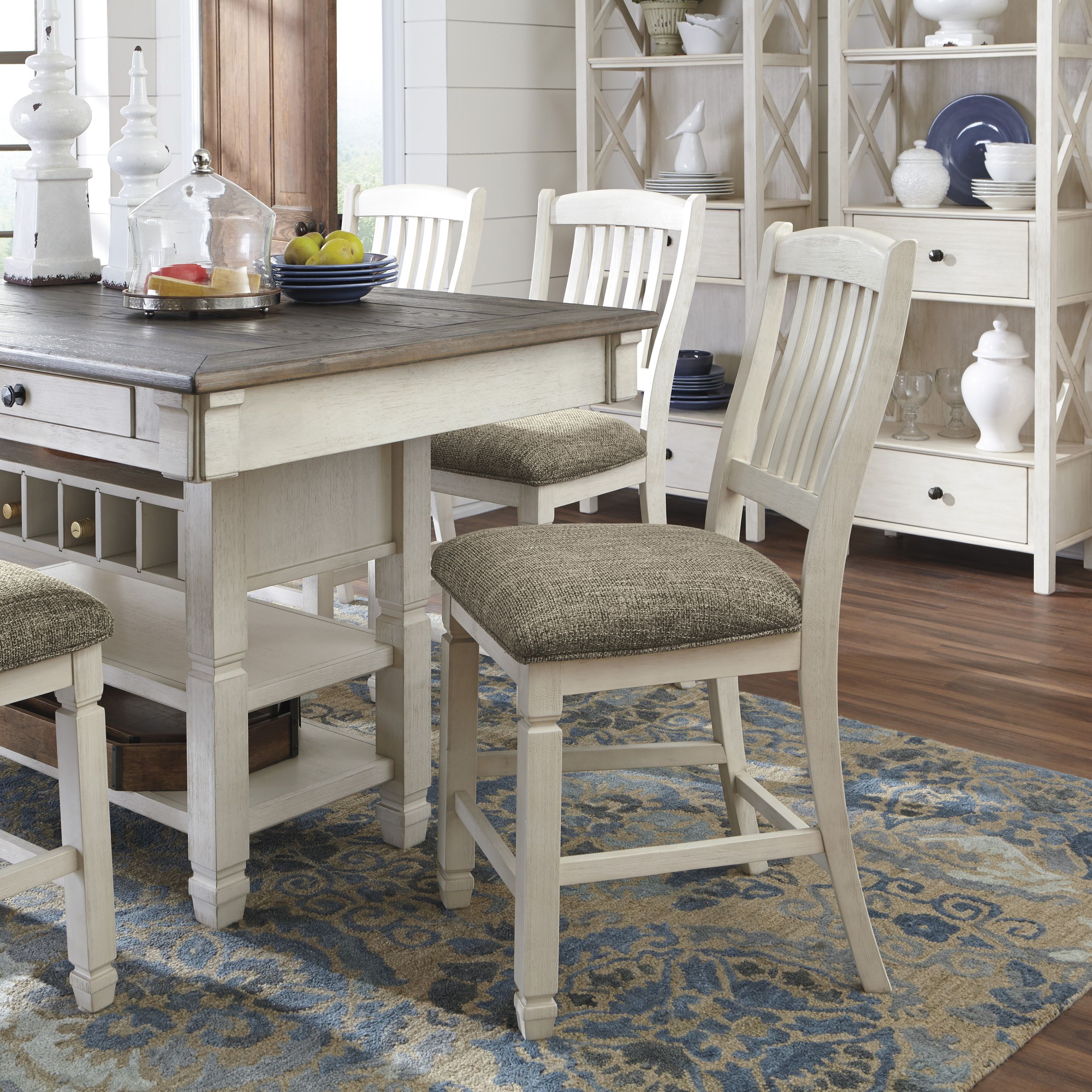 Bolanburg Counter Height Table - Antique White & Oak w/ 4 Drawers | Sohomod
