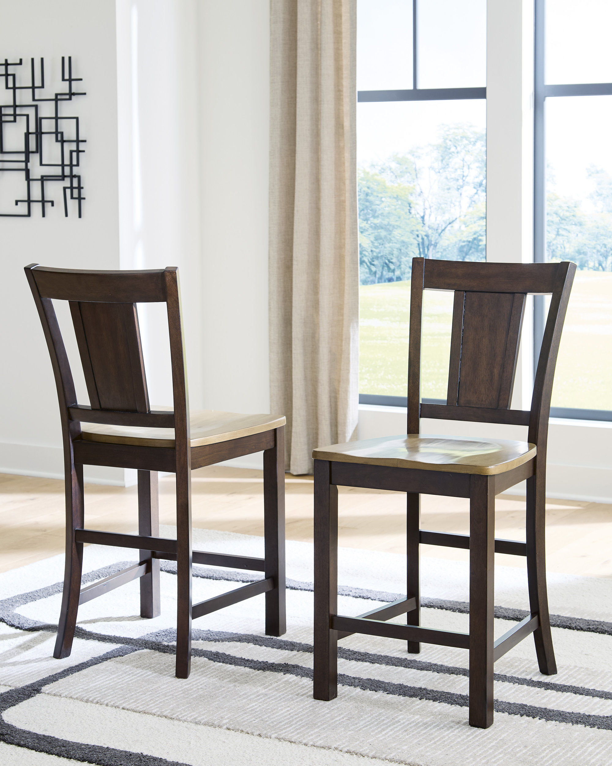 Rylandeen Wood Barstool - Two-Tone Rustic Bar Seating | Sohomod