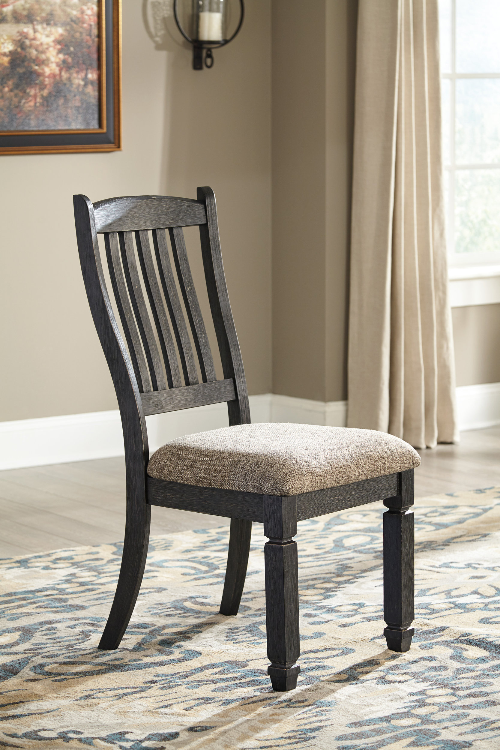 Tyler Creek Slat-Back Dining Side Chair | Black & Grayish-Brown