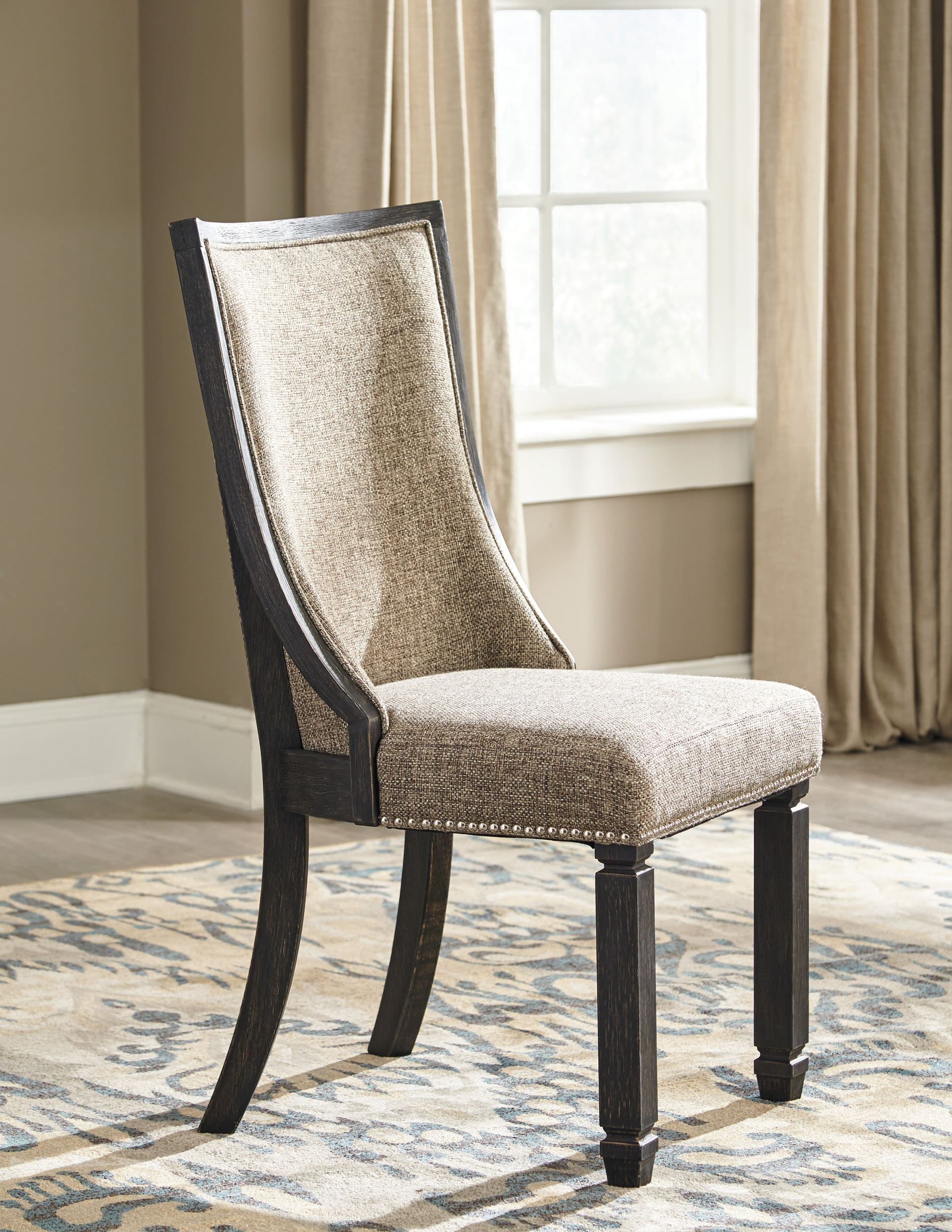 Tyler Creek Two-Tone Dining Side Chair | Black & Grayish-Brown
