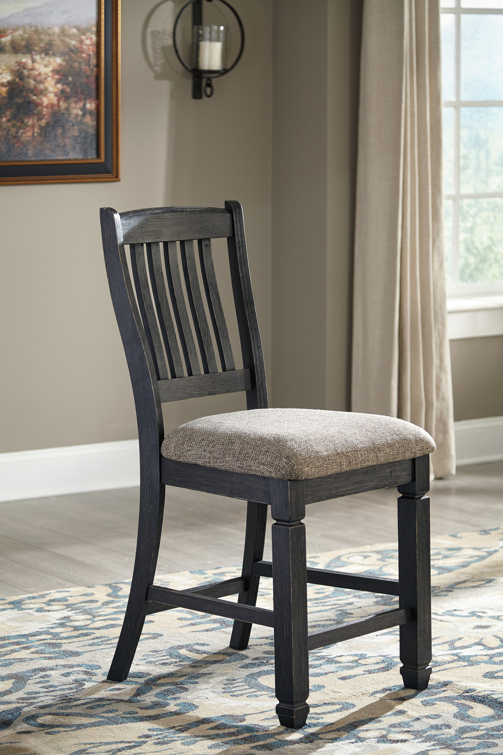 Tyler Creek Wood Barstool - Black & Gray High Back | Sohomod