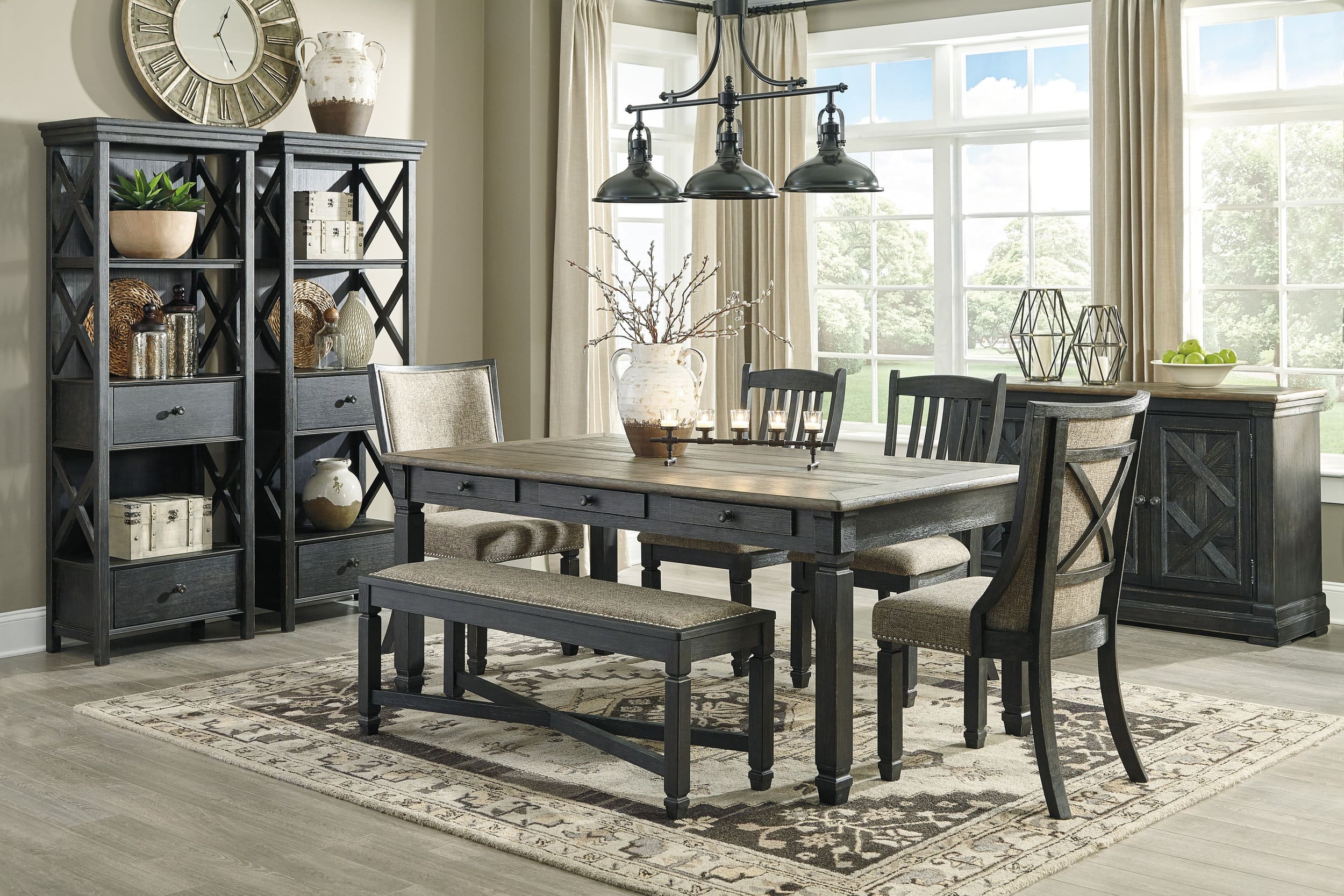 Tyler Creek Two-Tone Dining Side Chair | Black & Grayish-Brown
