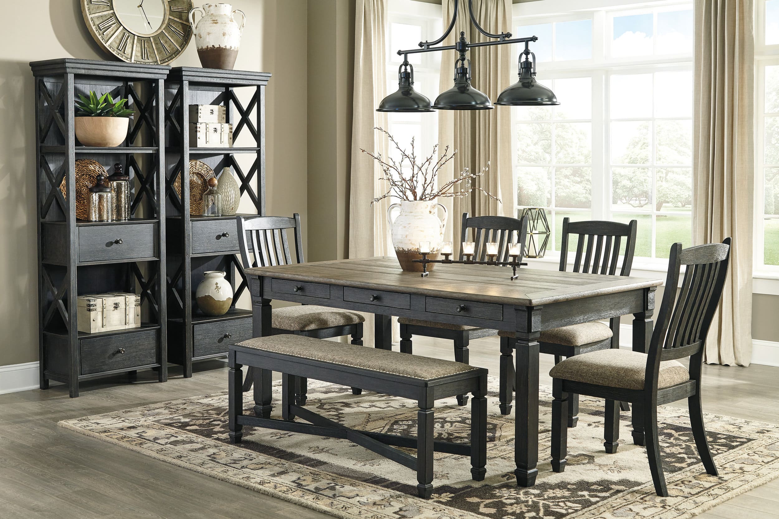 Tyler Creek Rectangular Wood Dining Table with Storage | Sohomod