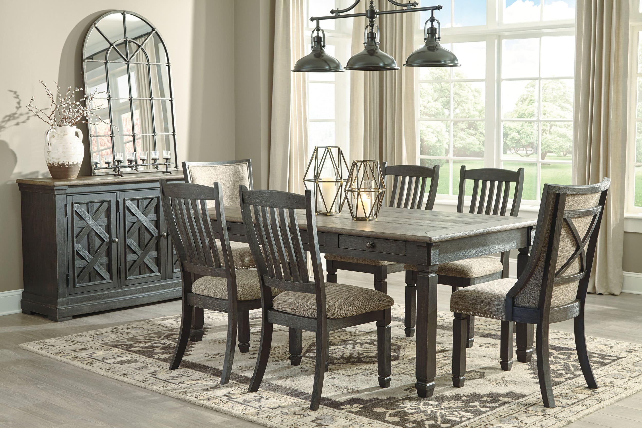 Tyler Creek Two-Tone Dining Side Chair | Black & Grayish-Brown