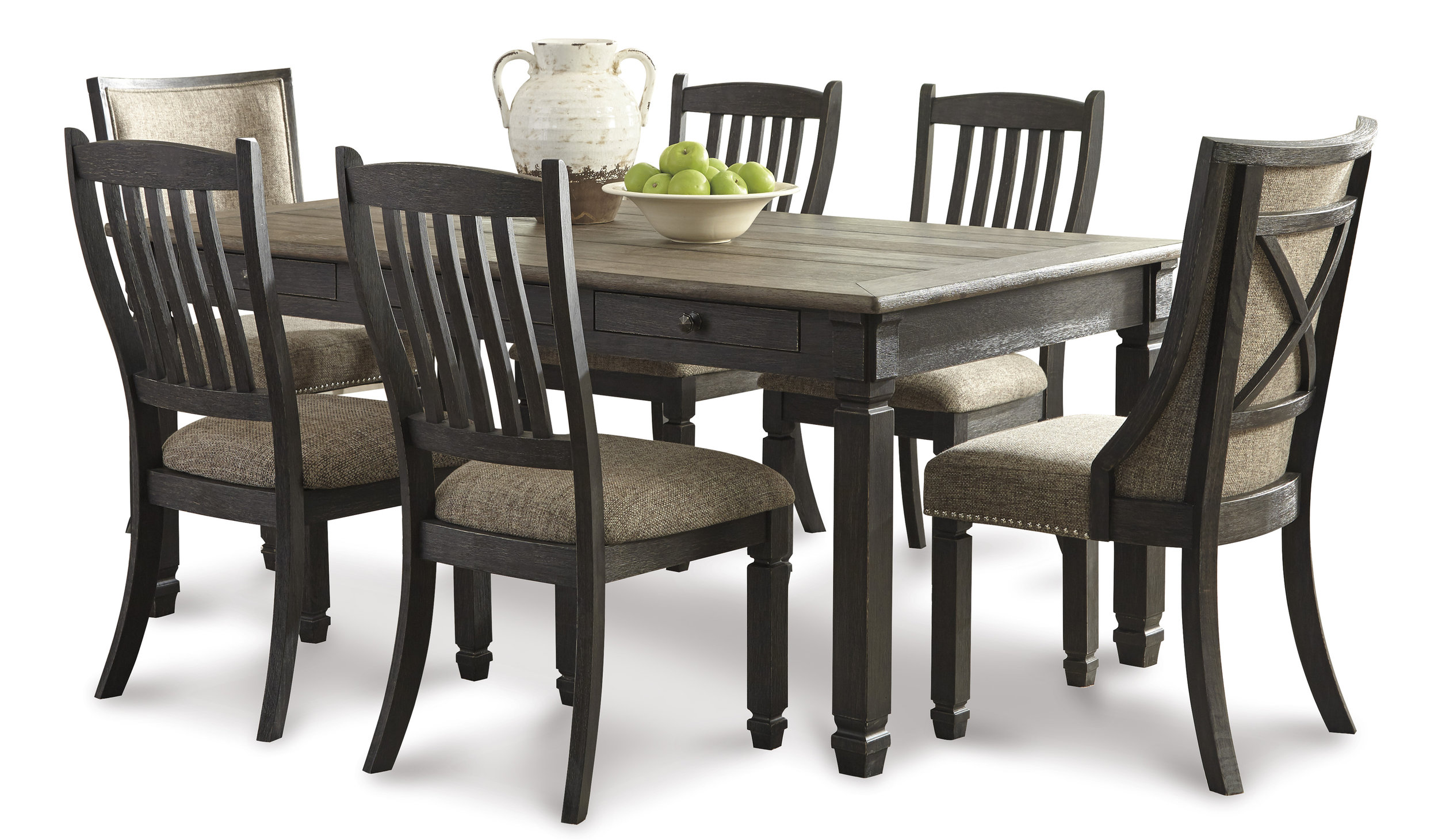 Tyler Creek Slat-Back Dining Side Chair | Black & Grayish-Brown