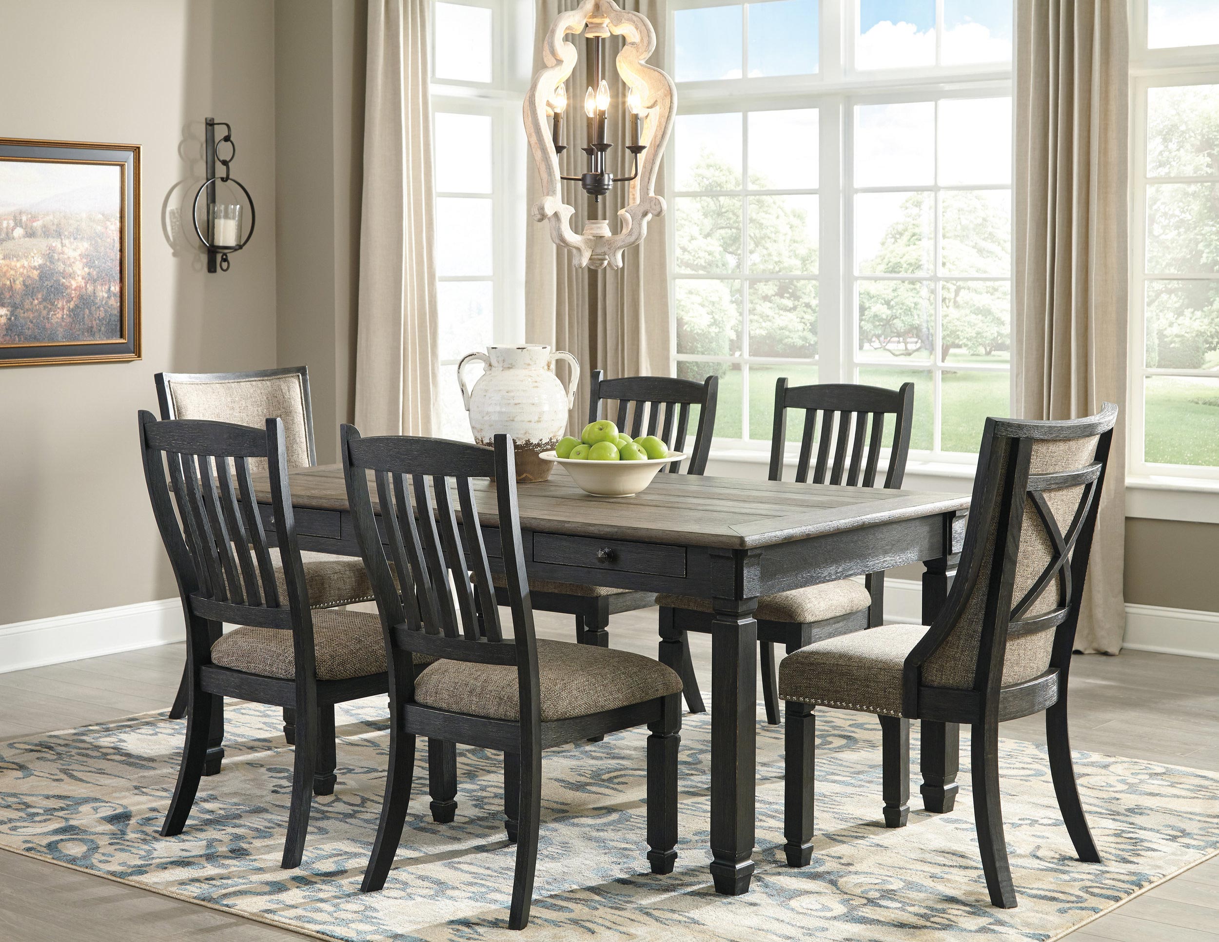 Tyler Creek Two-Tone Dining Side Chair | Black & Grayish-Brown