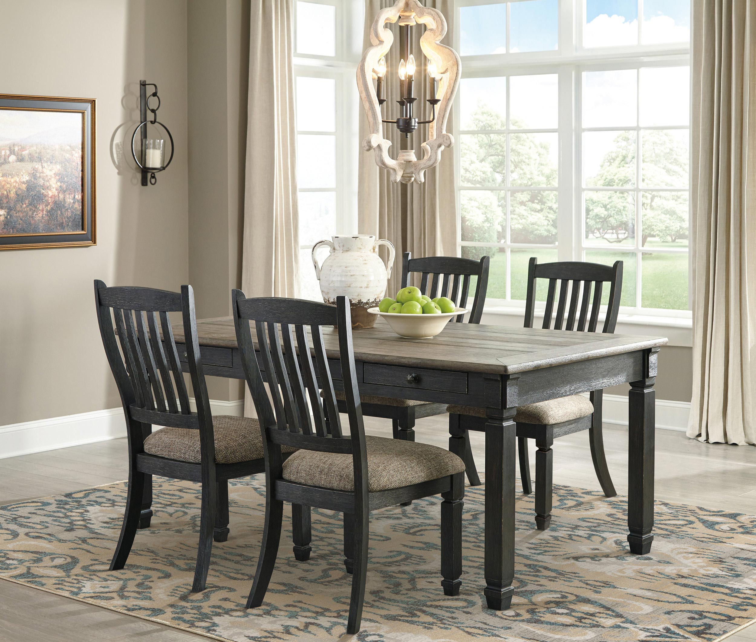 Tyler Creek Slat-Back Dining Side Chair | Black & Grayish-Brown