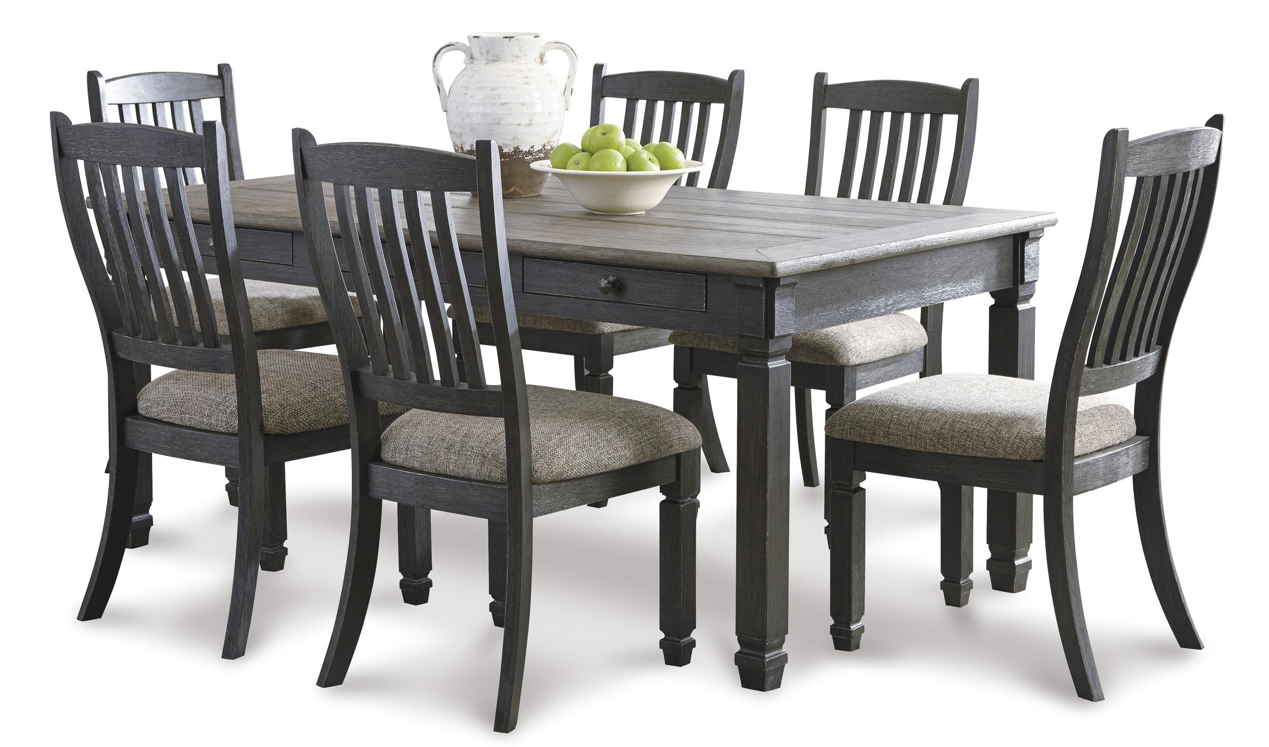 Tyler Creek Slat-Back Dining Side Chair | Black & Grayish-Brown