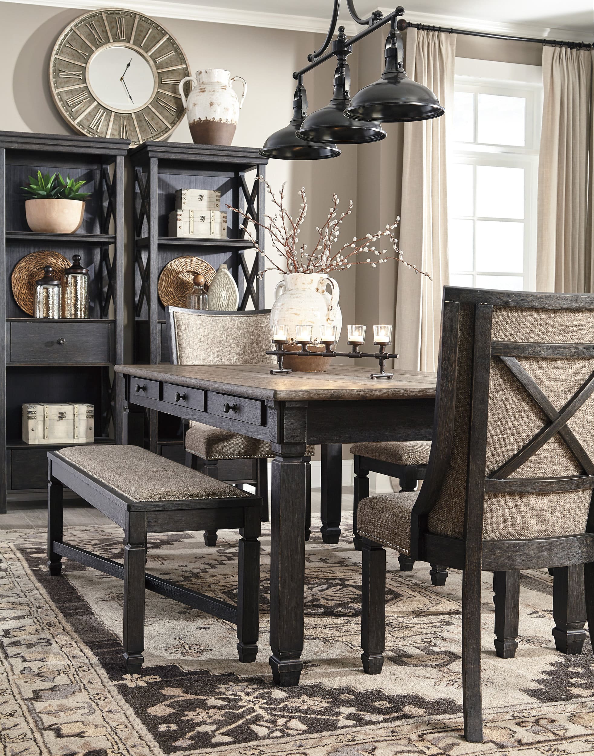 Tyler Creek Wood Dining Set - Black & Gray Two-Tone | Ashley
