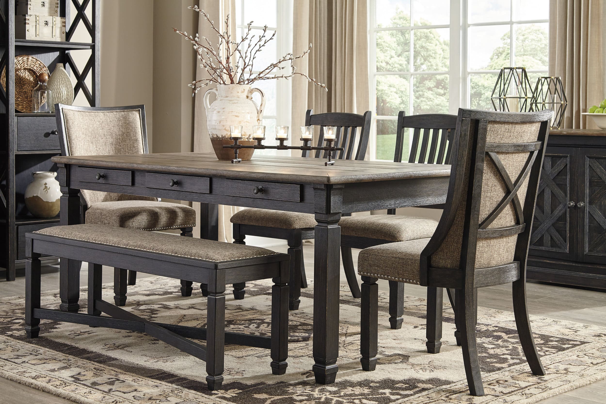 Tyler Creek Wood Dining Set - Black & Gray Two-Tone | Ashley
