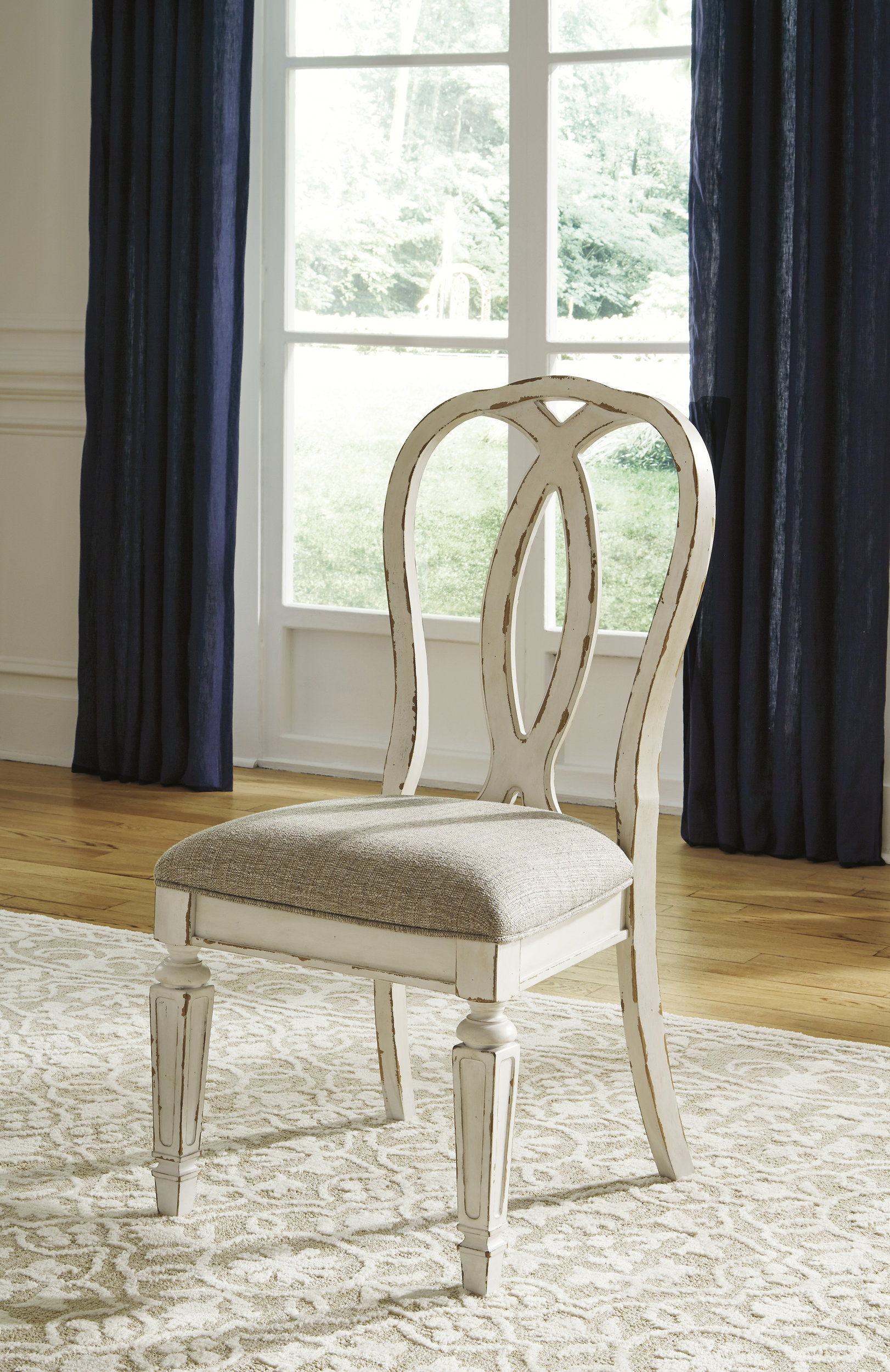 Realyn French Country Dining Side Chair | Chipped White Finish