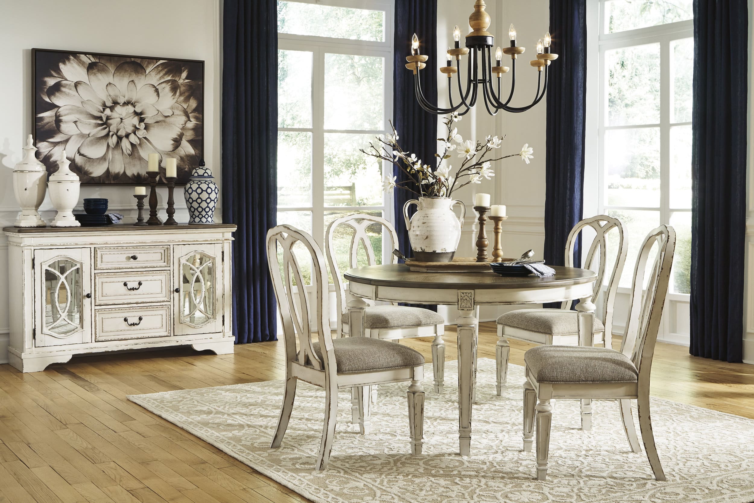 Realyn French Country Dining Side Chair | Chipped White Finish