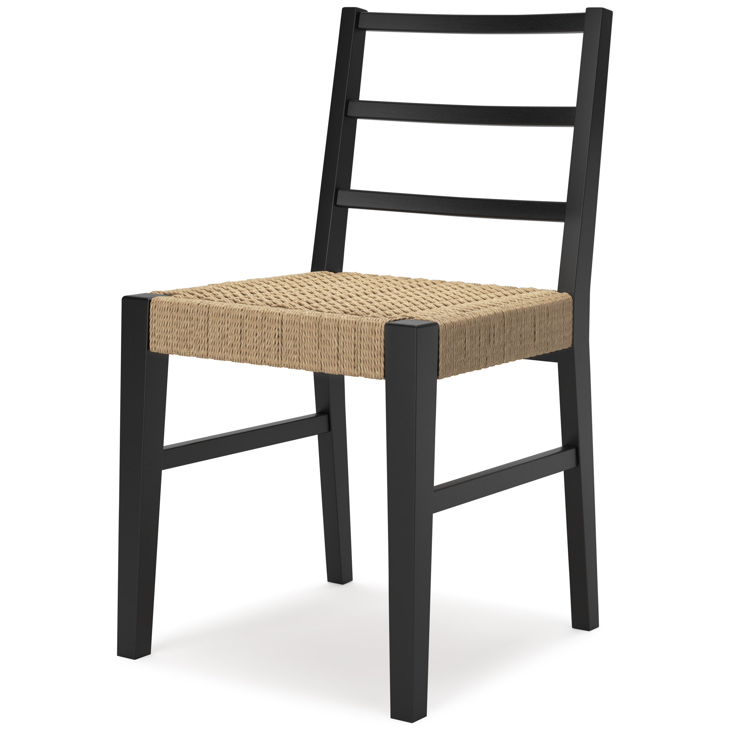 Isanti Woven Rattan Dining Side Chair | Black Wood Frame