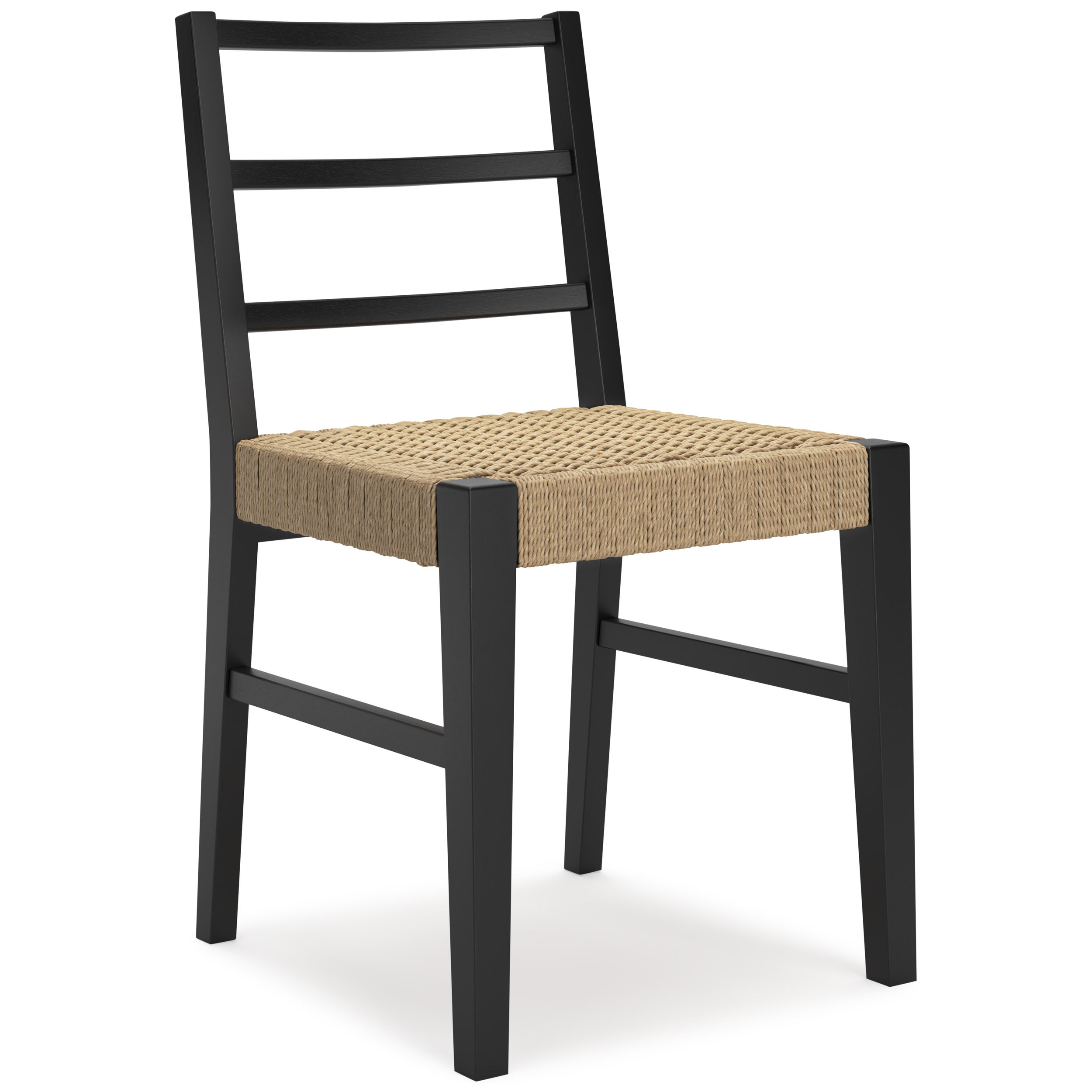 Isanti Woven Rattan Dining Side Chair | Black Wood Frame