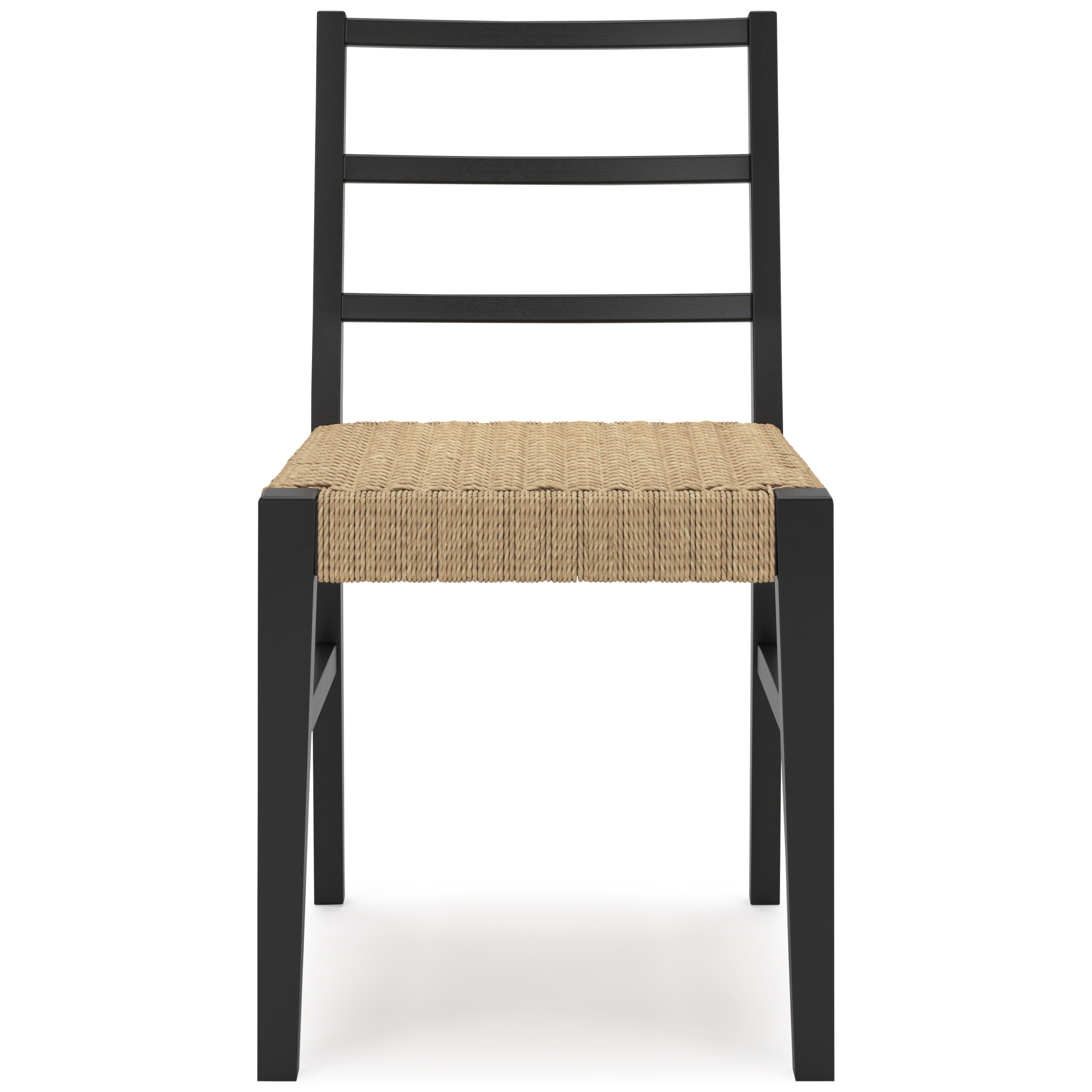 Isanti Woven Rattan Dining Side Chair | Black Wood Frame