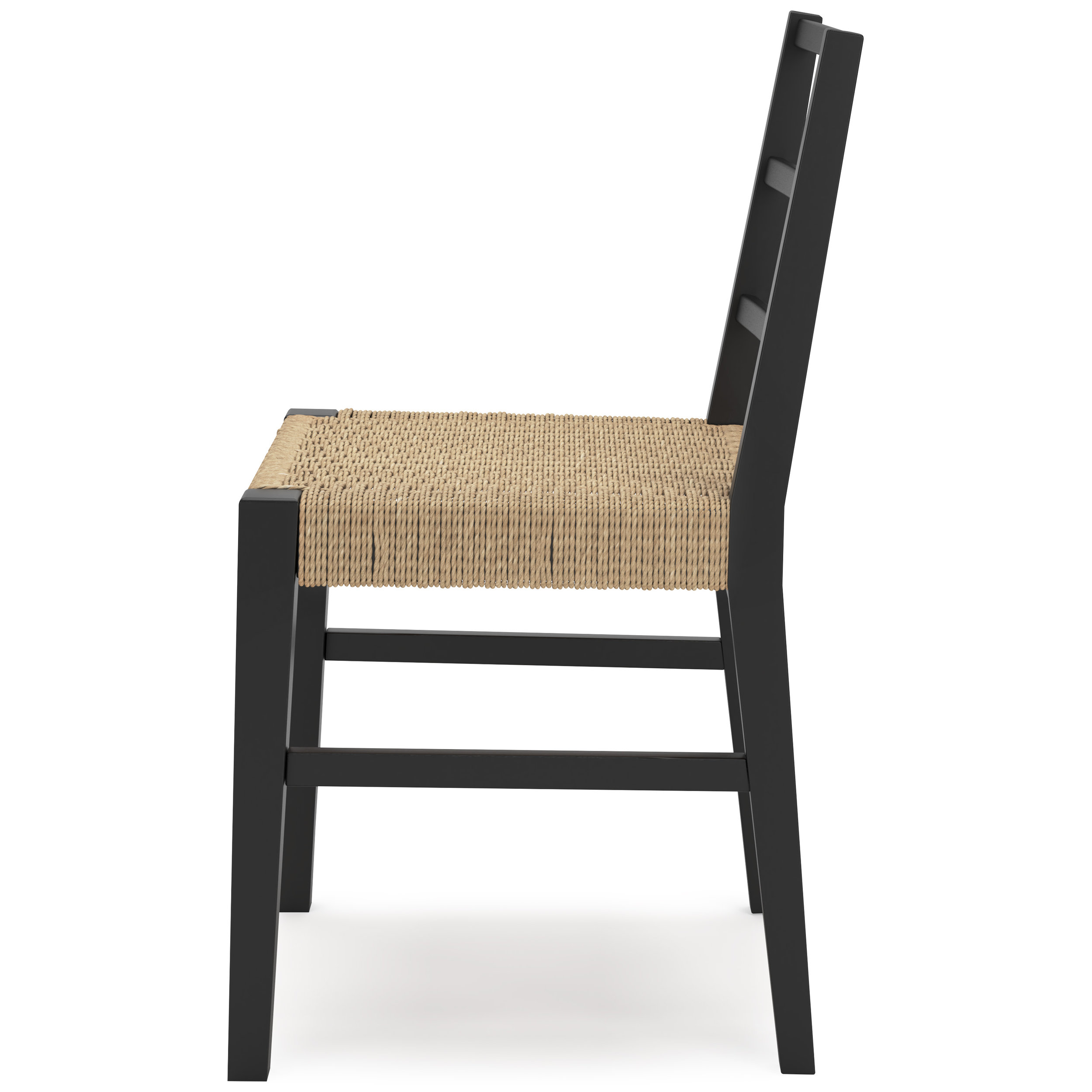 Isanti Woven Rattan Dining Side Chair | Black Wood Frame