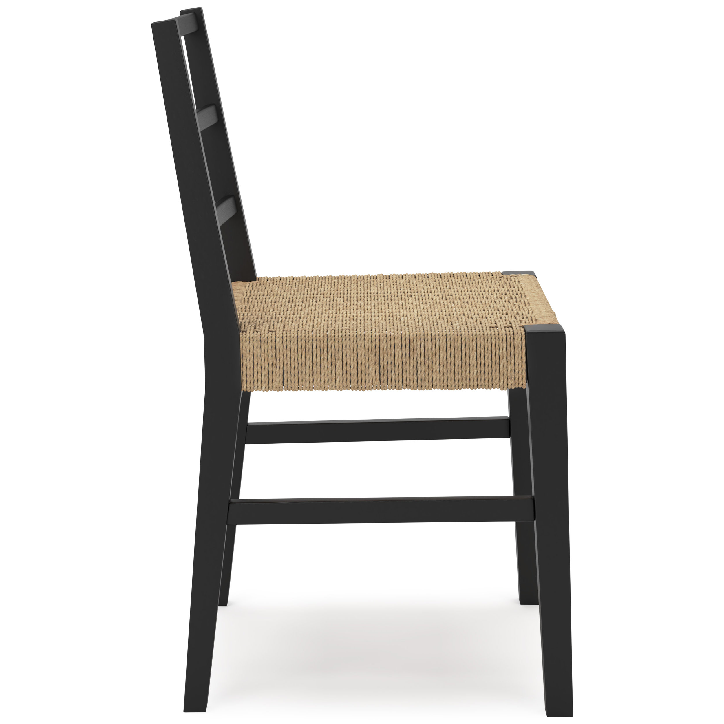 Isanti Woven Rattan Dining Side Chair | Black Wood Frame