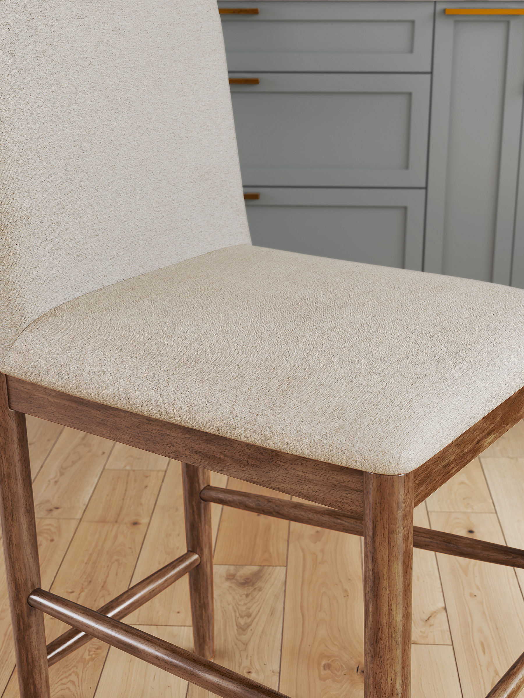Isanti Wood Barstool - Cross-Back Upholstered Bar Stool | Sohomod