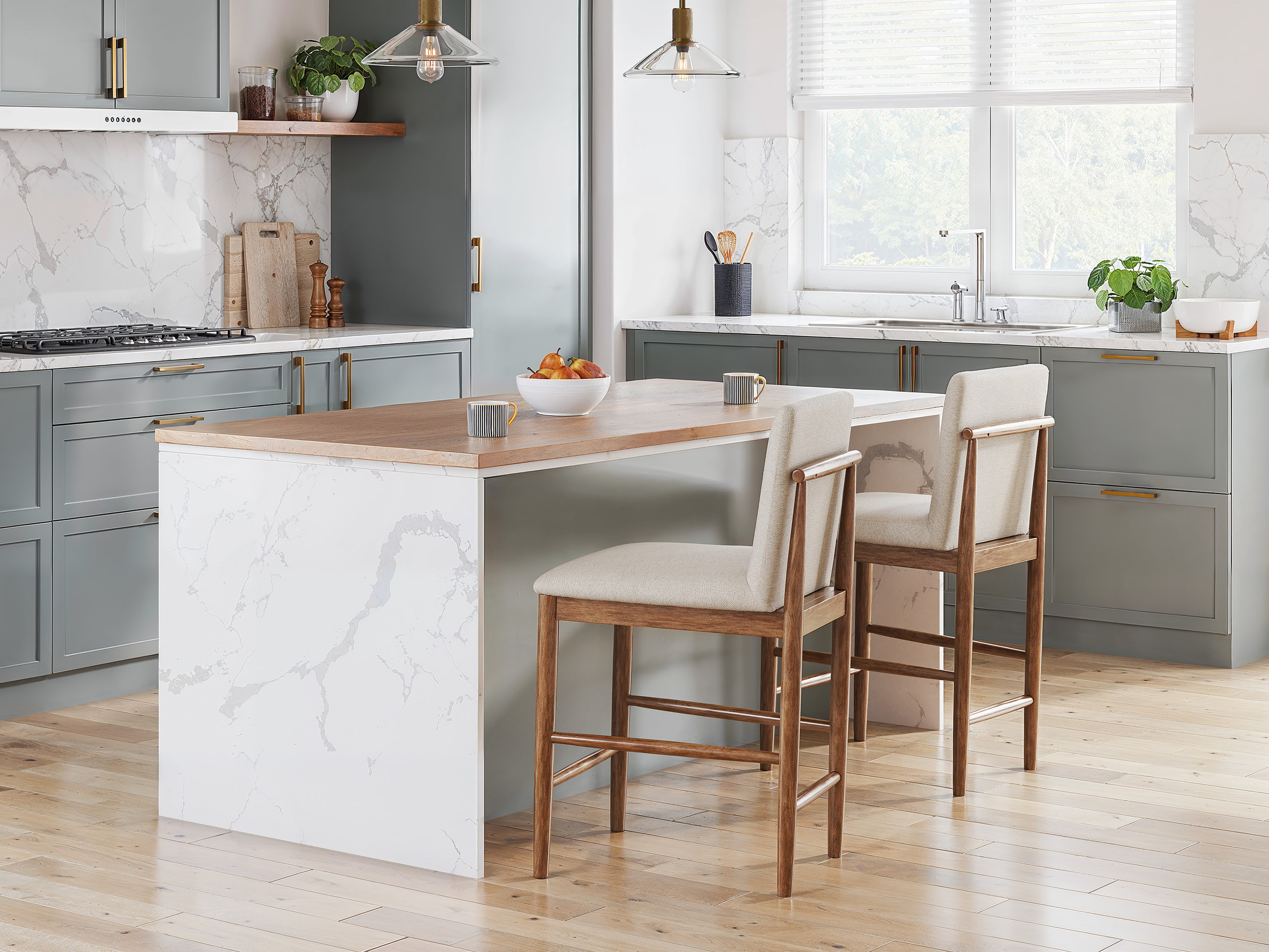 Isanti Wood Barstool - Cross-Back Upholstered Bar Stool | Sohomod
