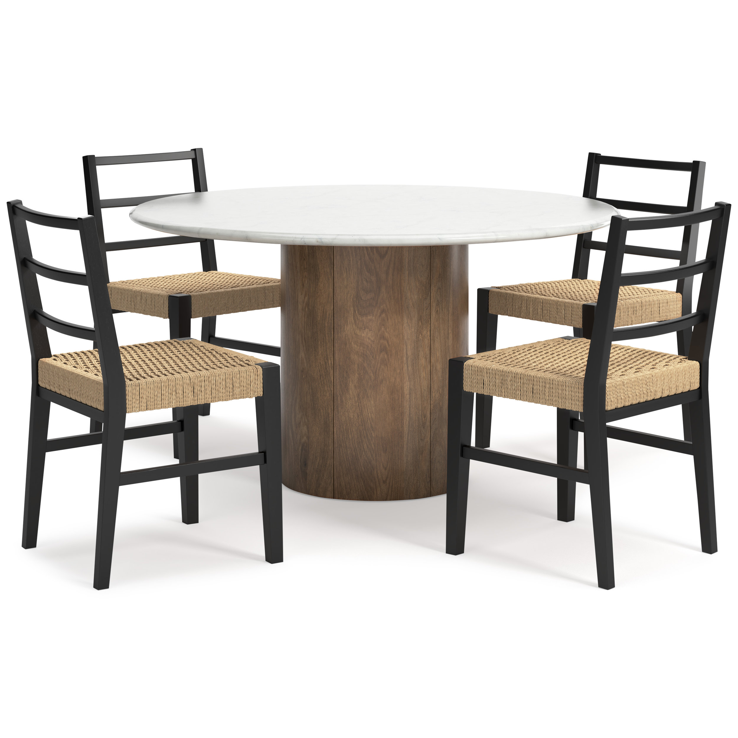 Isanti Woven Rattan Dining Side Chair | Black Wood Frame