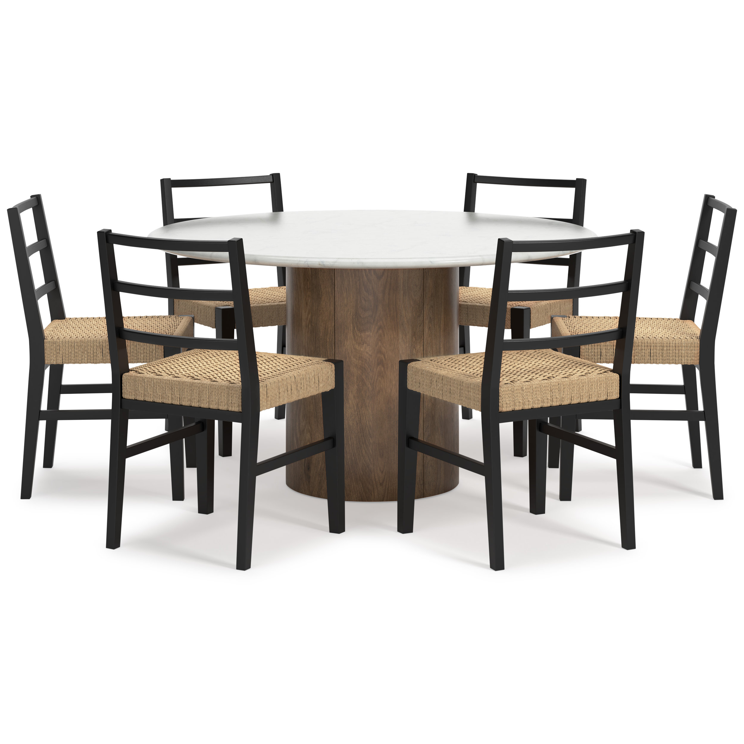 Isanti Woven Rattan Dining Side Chair | Black Wood Frame