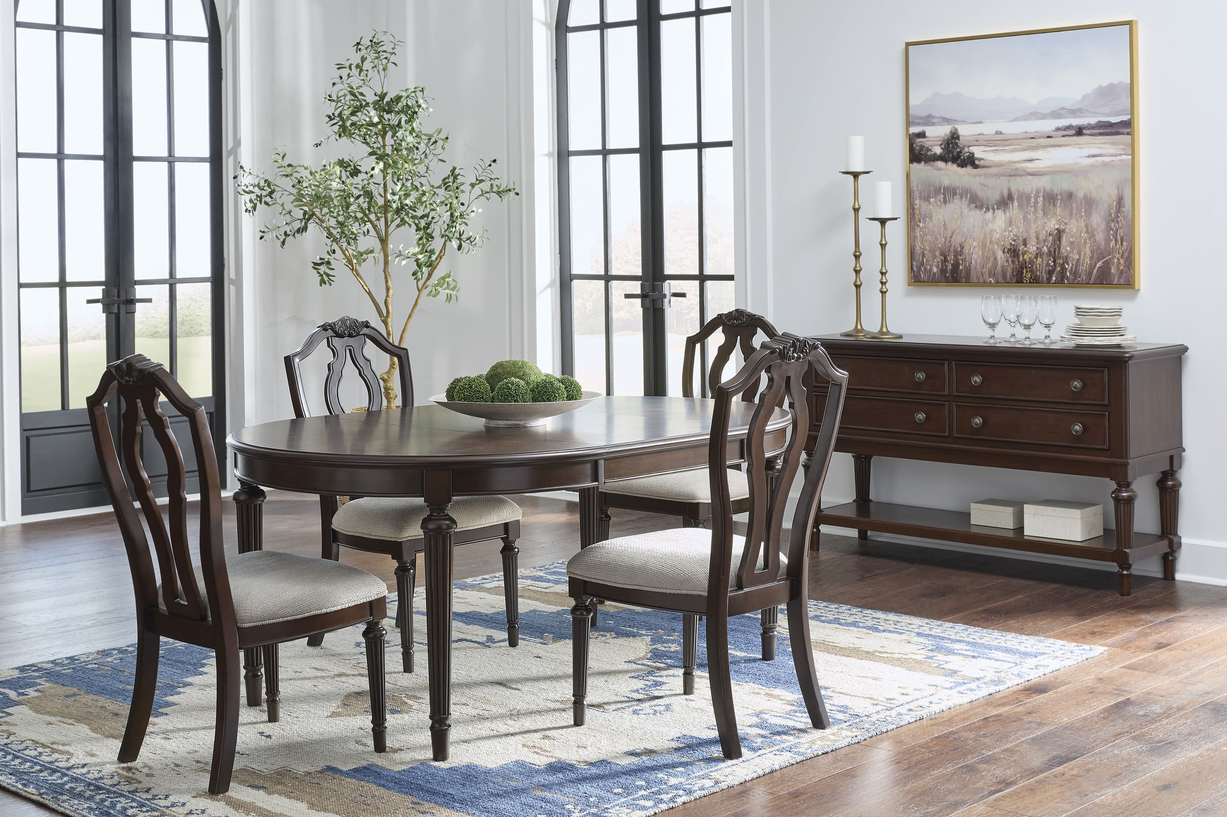 Lavinton Traditional Upholstered Dining Side Chair | Cherry Brown
