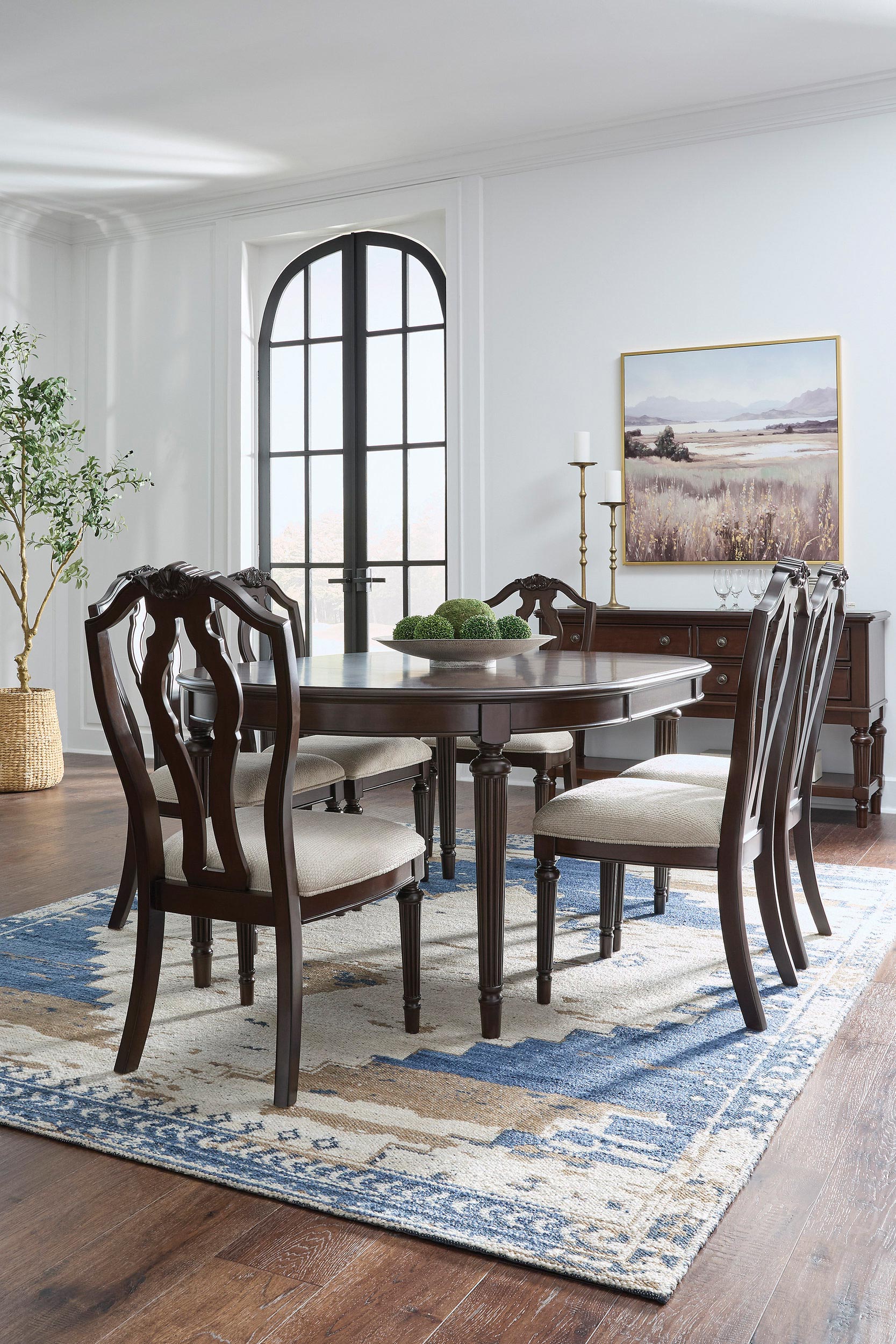 Lavinton Traditional Upholstered Dining Side Chair | Cherry Brown