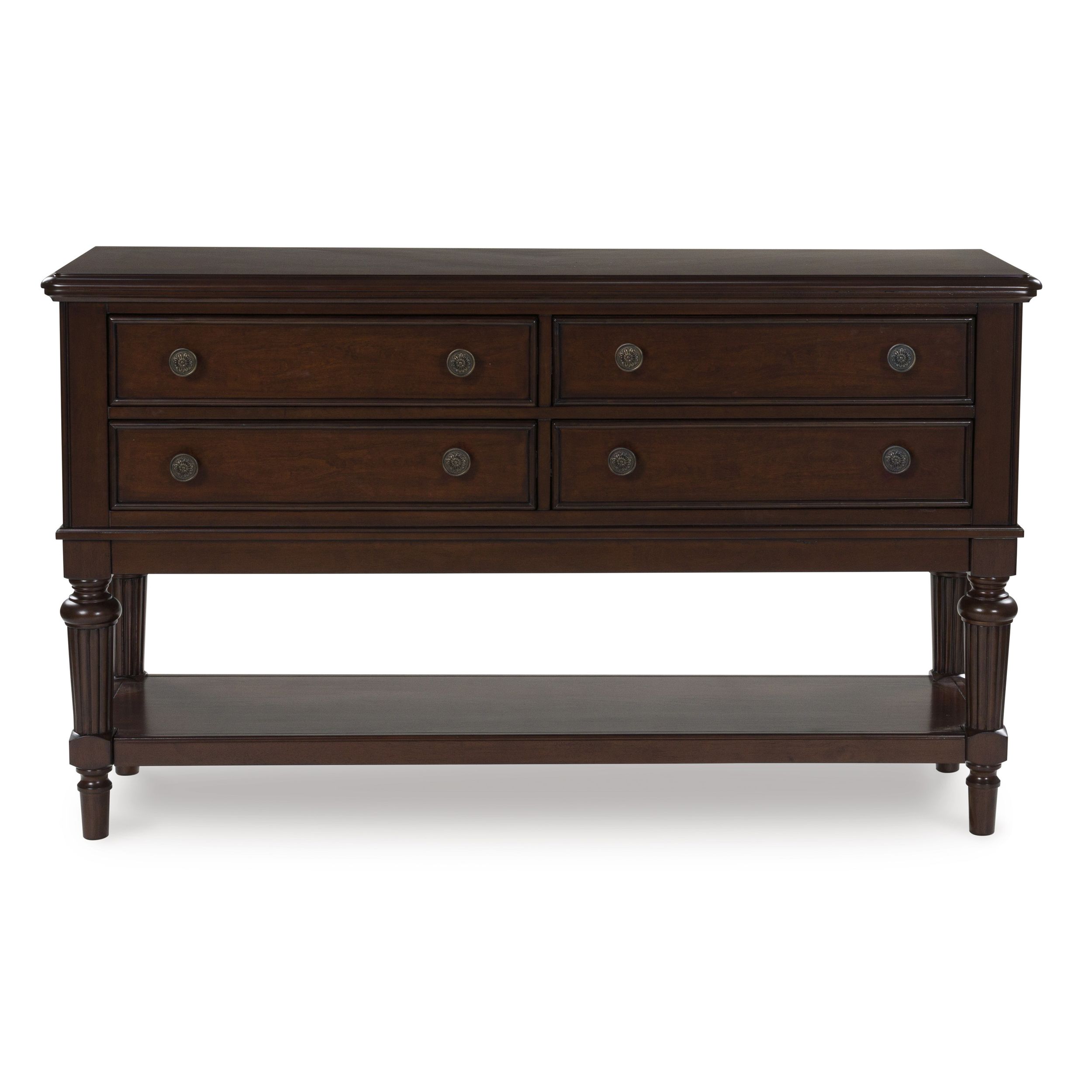 Lavinton Wood Dining Server | 4-Drawer Cherry Brown Sideboard