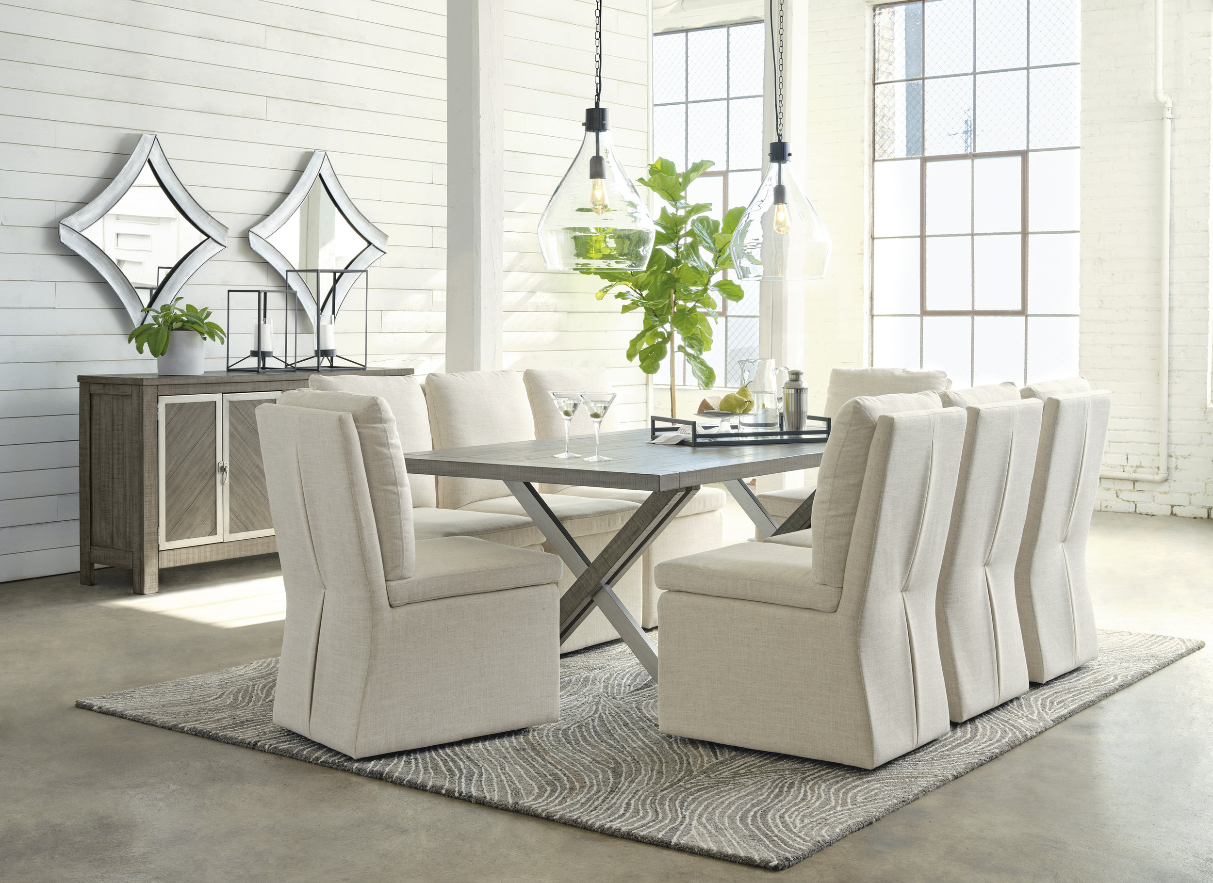Krystanza Upholstered Dining Side Chair | Oatmeal Fabric