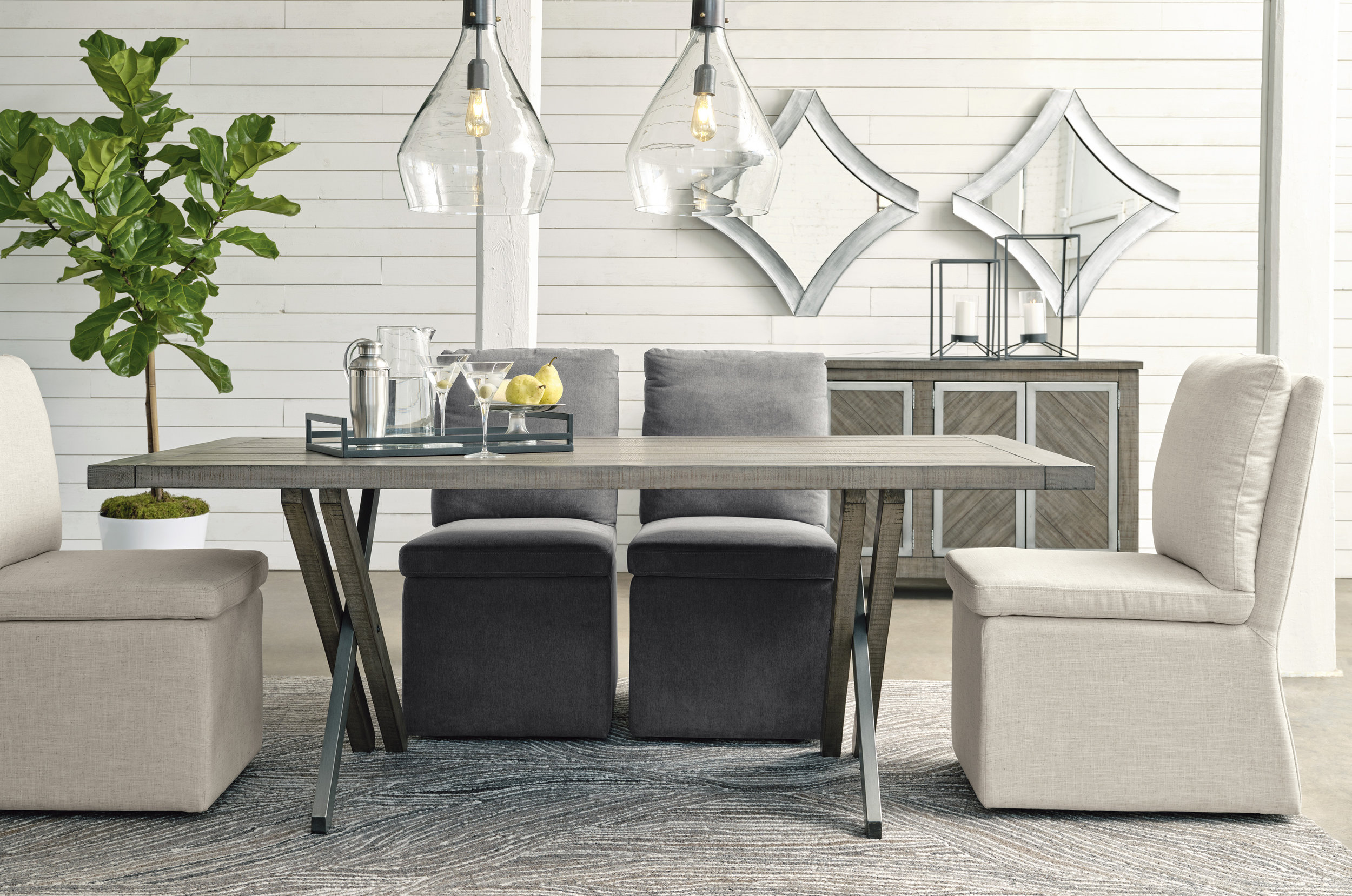 Krystanza Rectangular Wood Dining Table - Weathered Gray | Sohomod