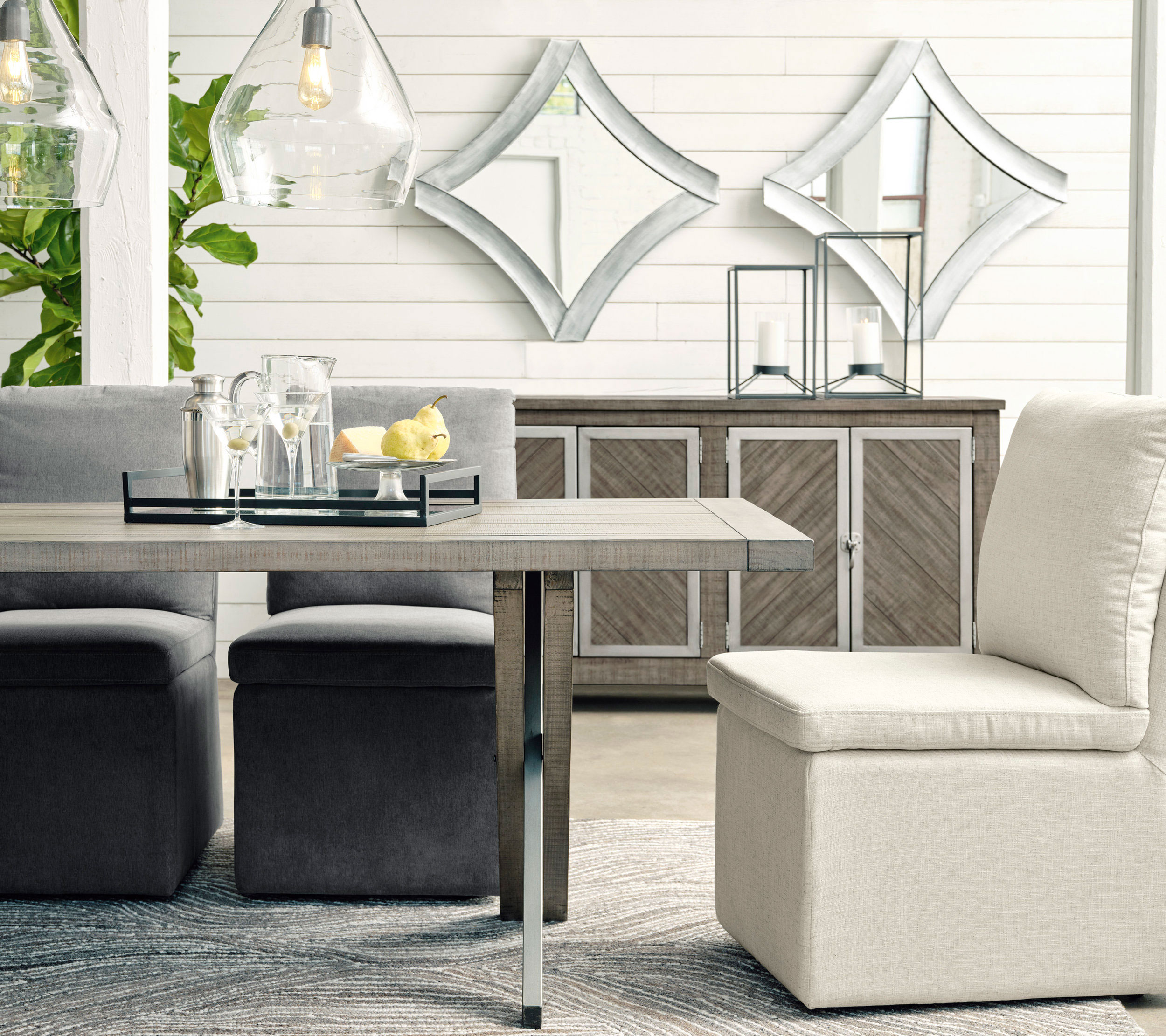 Krystanza Rectangular Wood Dining Table - Weathered Gray | Sohomod