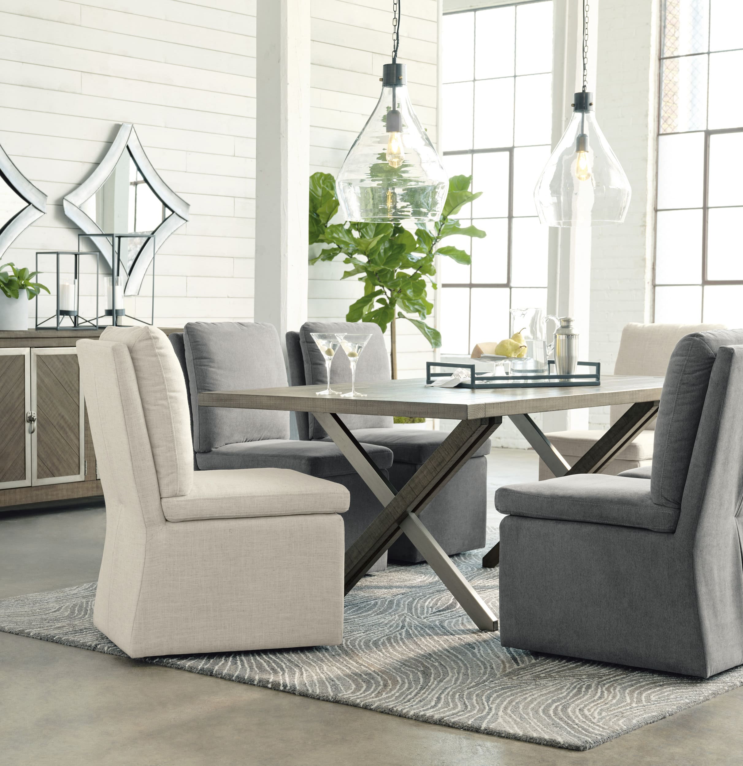 Krystanza Rectangular Wood Dining Table - Weathered Gray | Sohomod