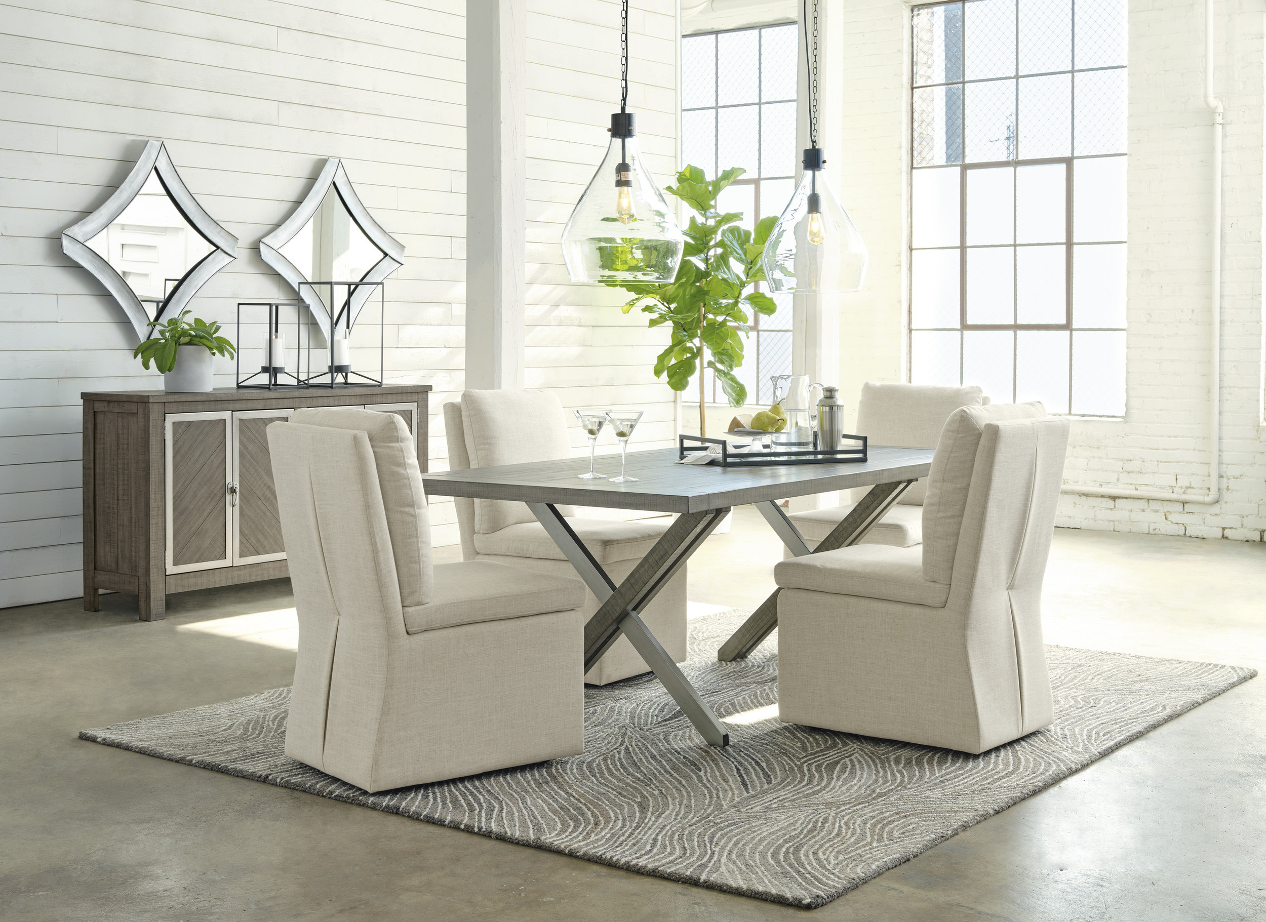 Krystanza Rectangular Wood Dining Table - Weathered Gray | Sohomod