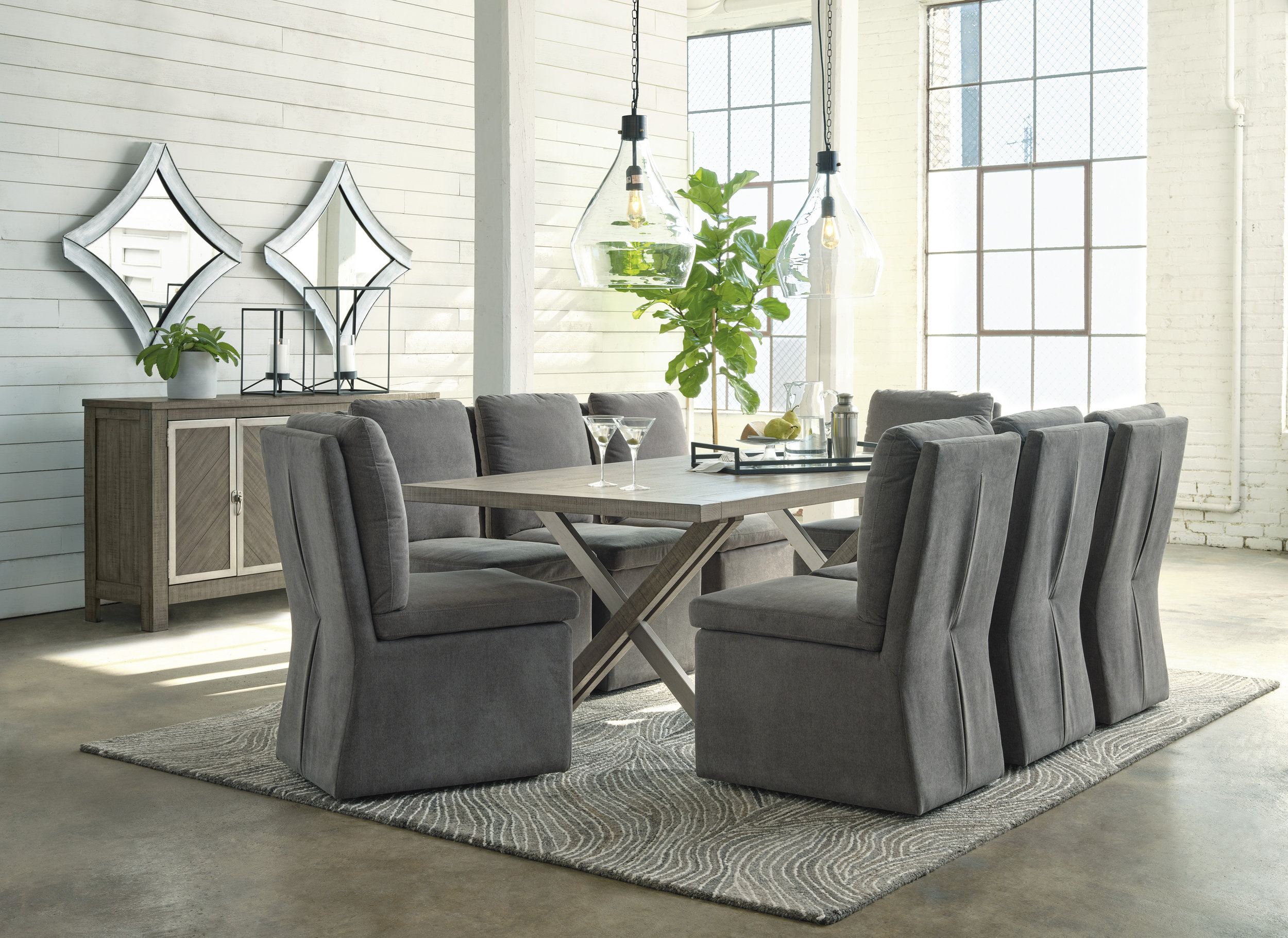 Krystanza Rectangular Wood Dining Table - Weathered Gray | Sohomod
