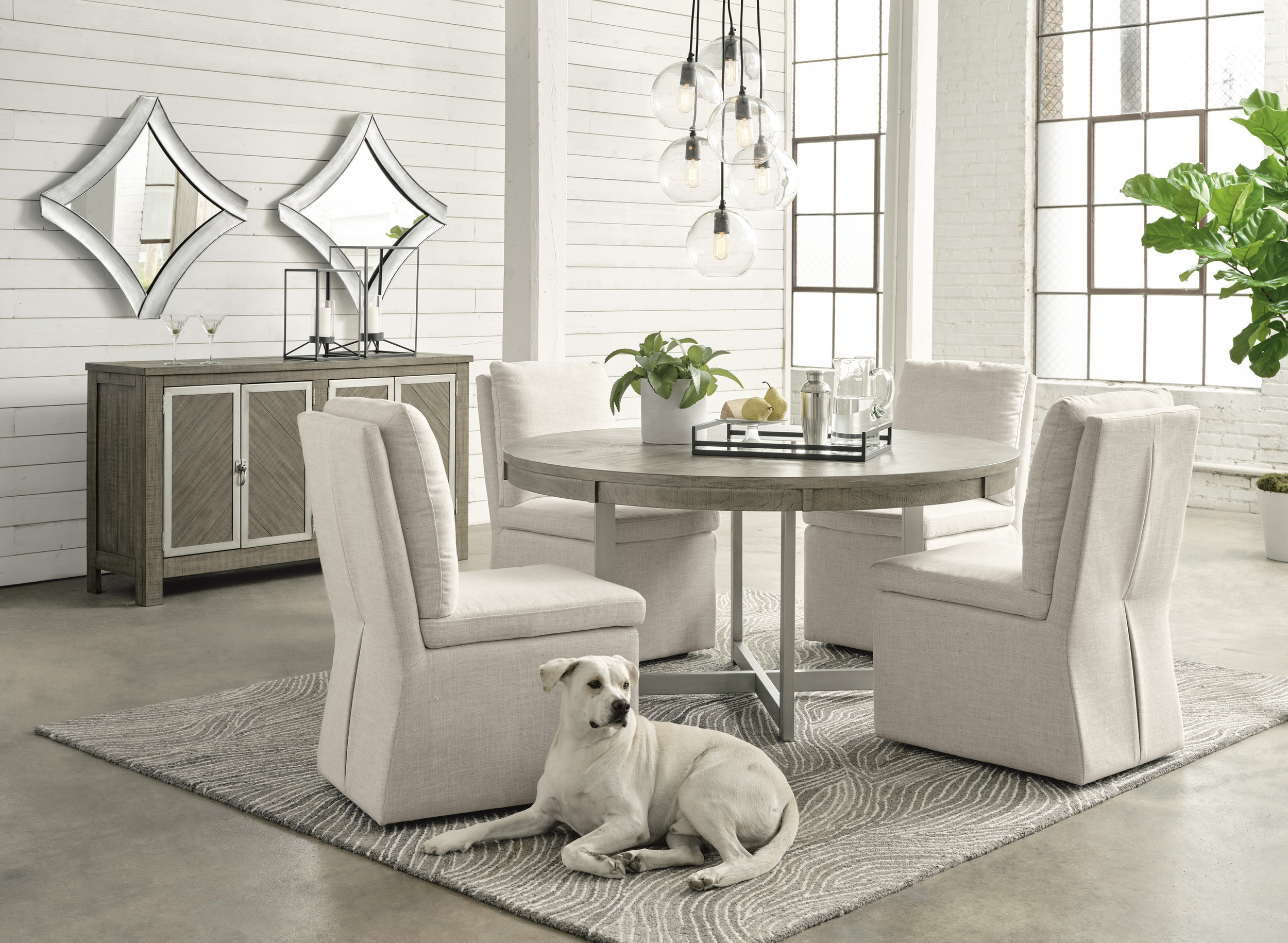 Krystanza Upholstered Dining Side Chair | Oatmeal Fabric