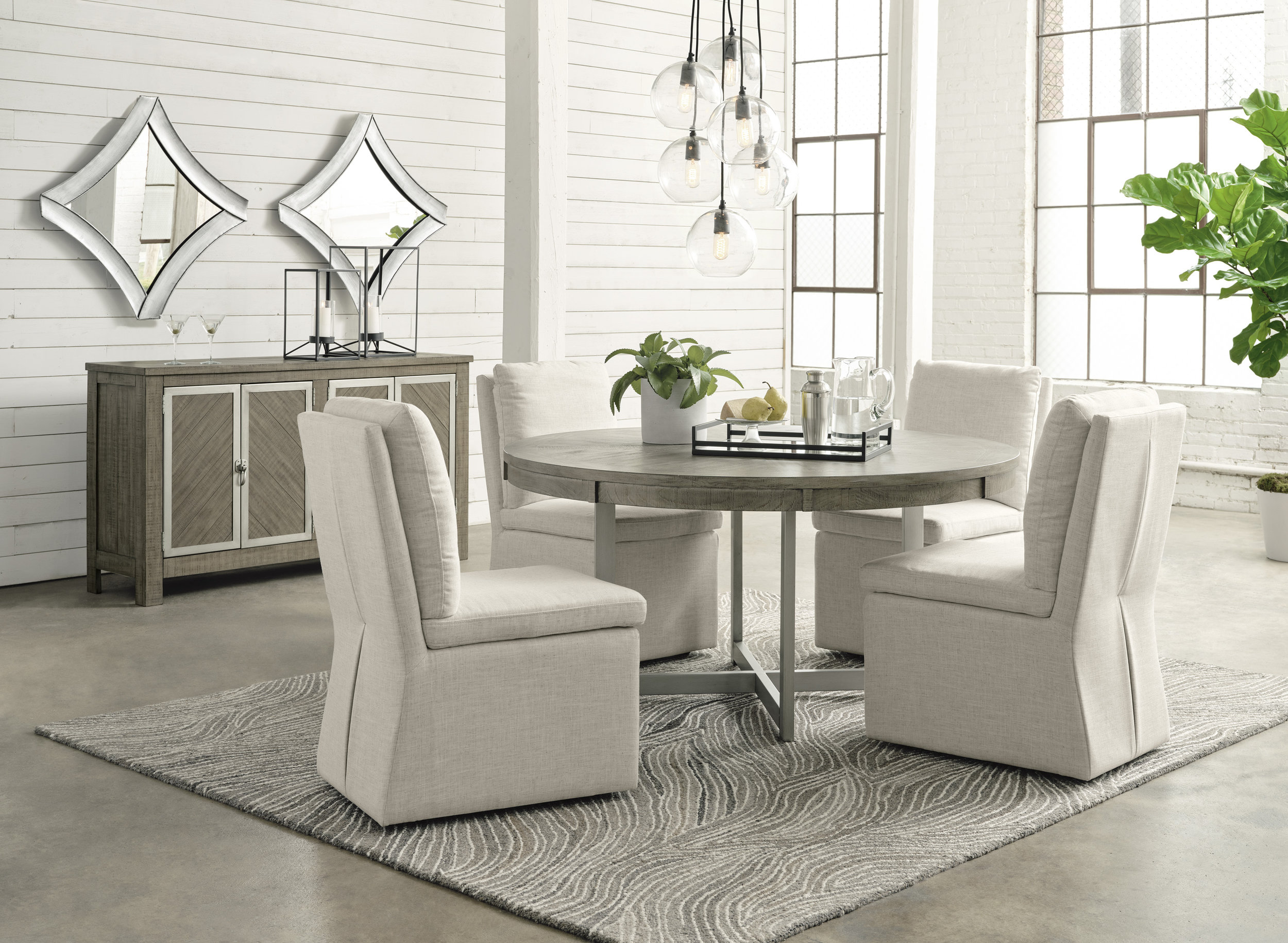 Krystanza Upholstered Dining Side Chair | Oatmeal Fabric