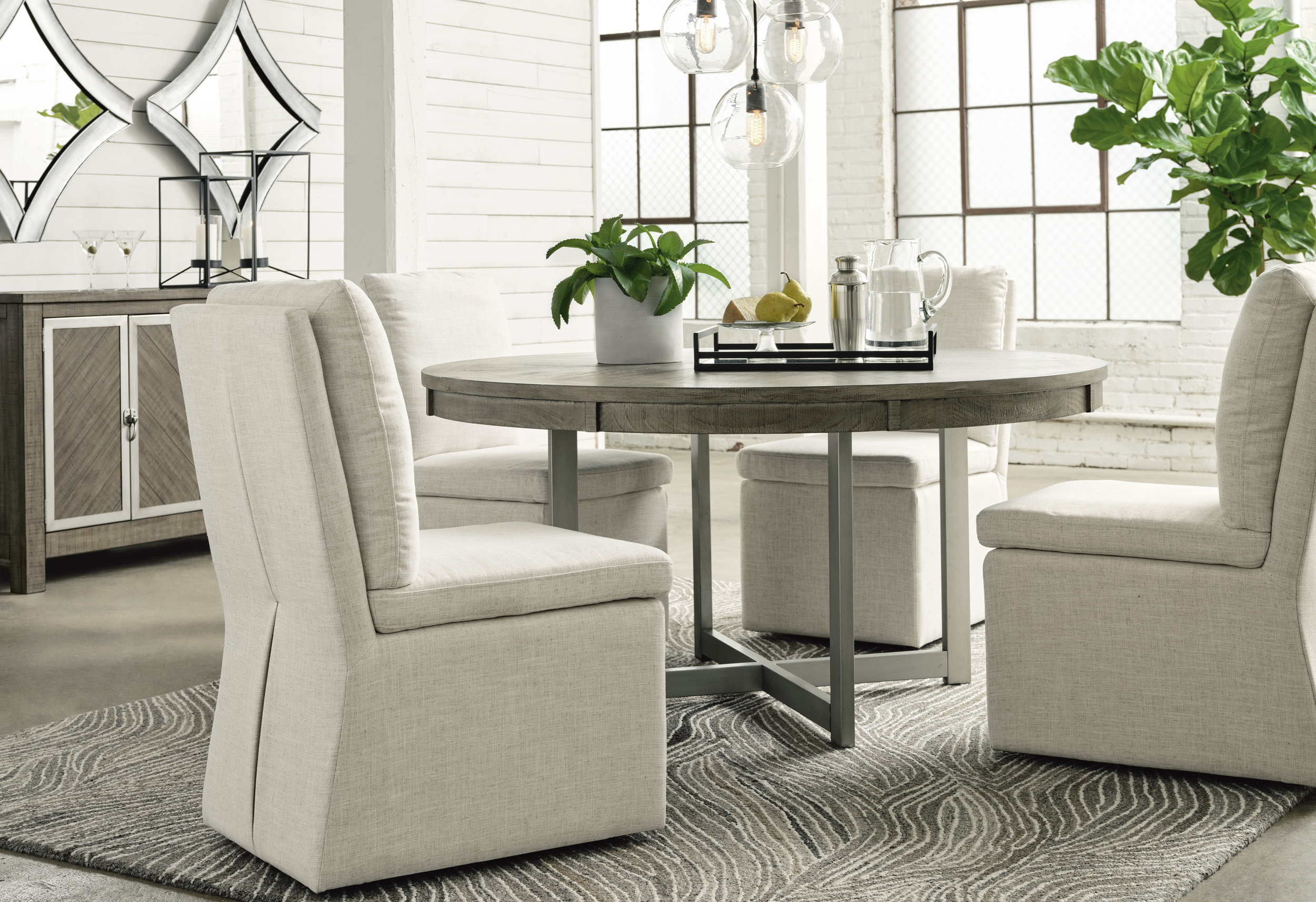 Krystanza Upholstered Dining Side Chair | Oatmeal Fabric