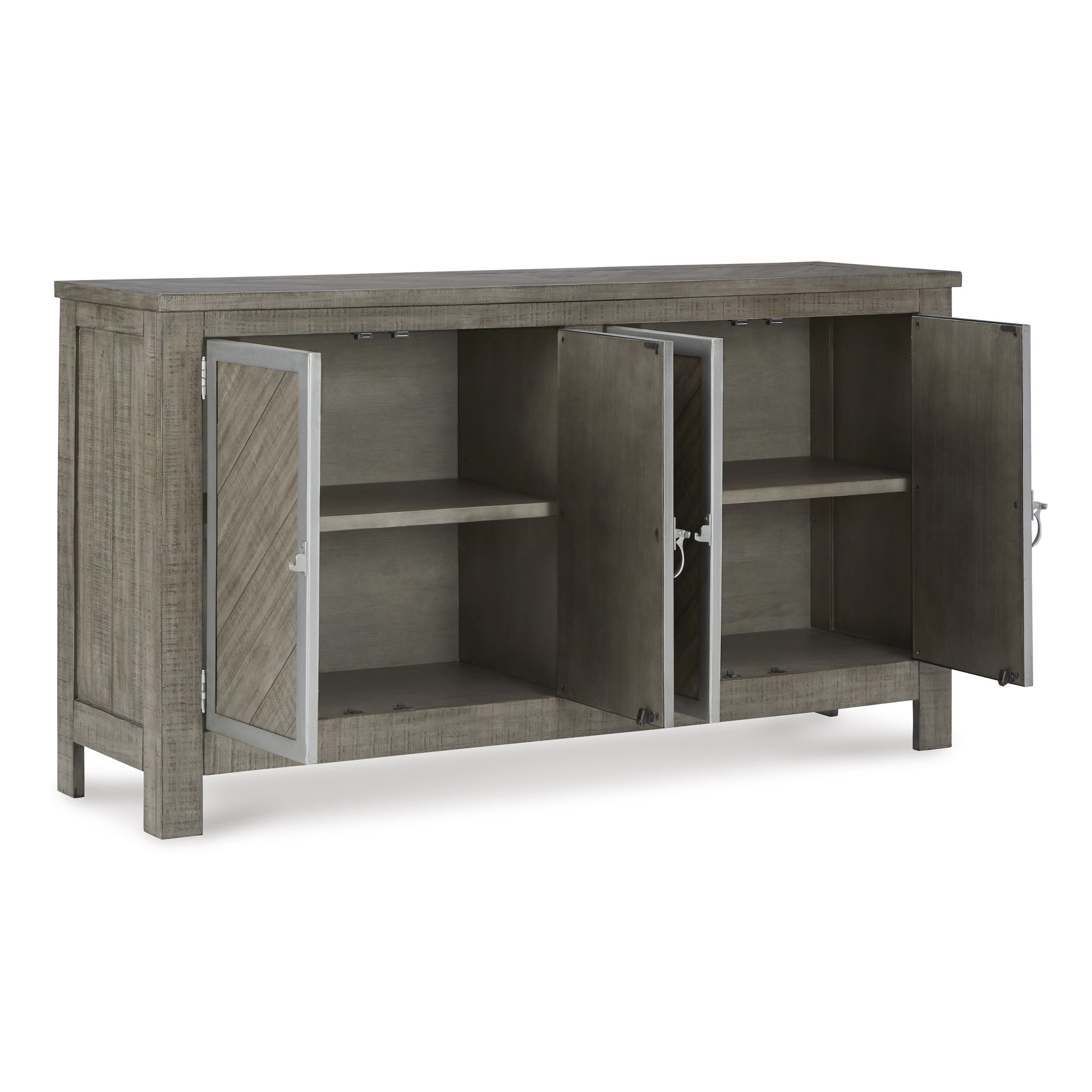 Krystanza Wood Dining Server - 4-Door Weathered Gray Buffet